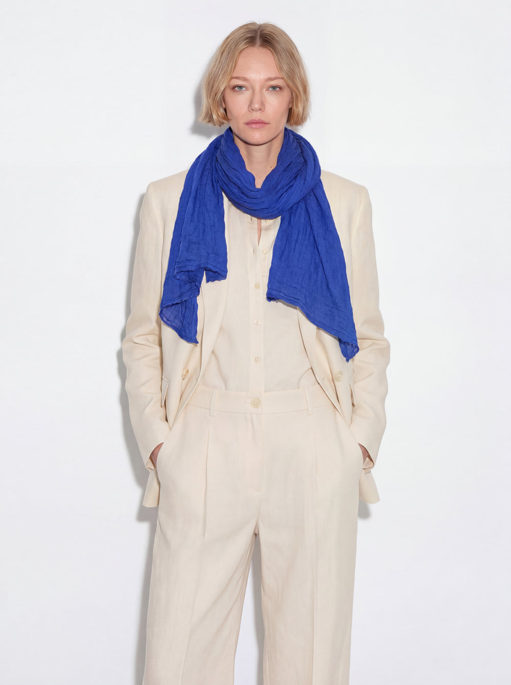 Royal Blue Organic Cotton Handmade Shawl