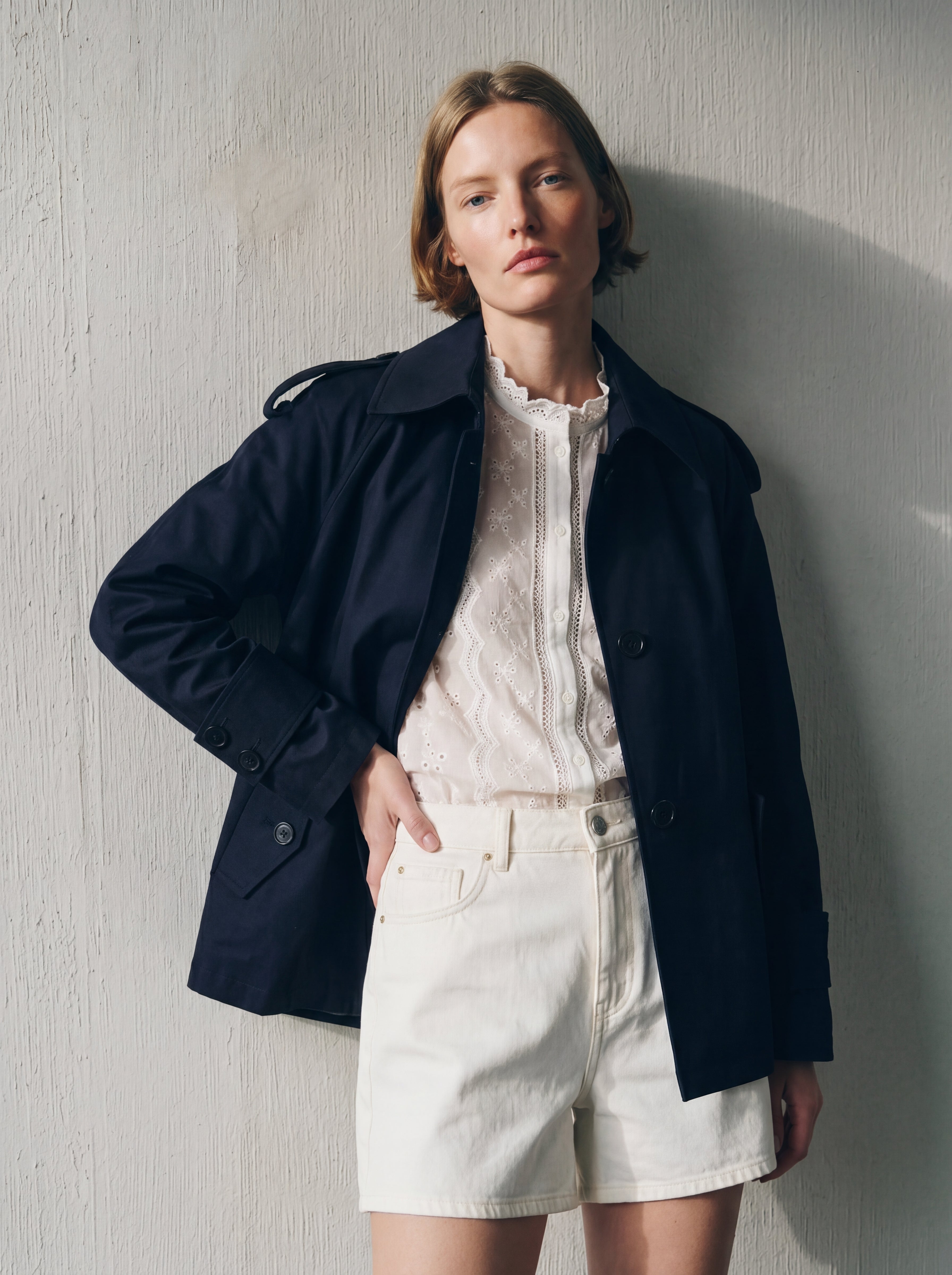 KEMERLI TRENÇKOT LACIVERT