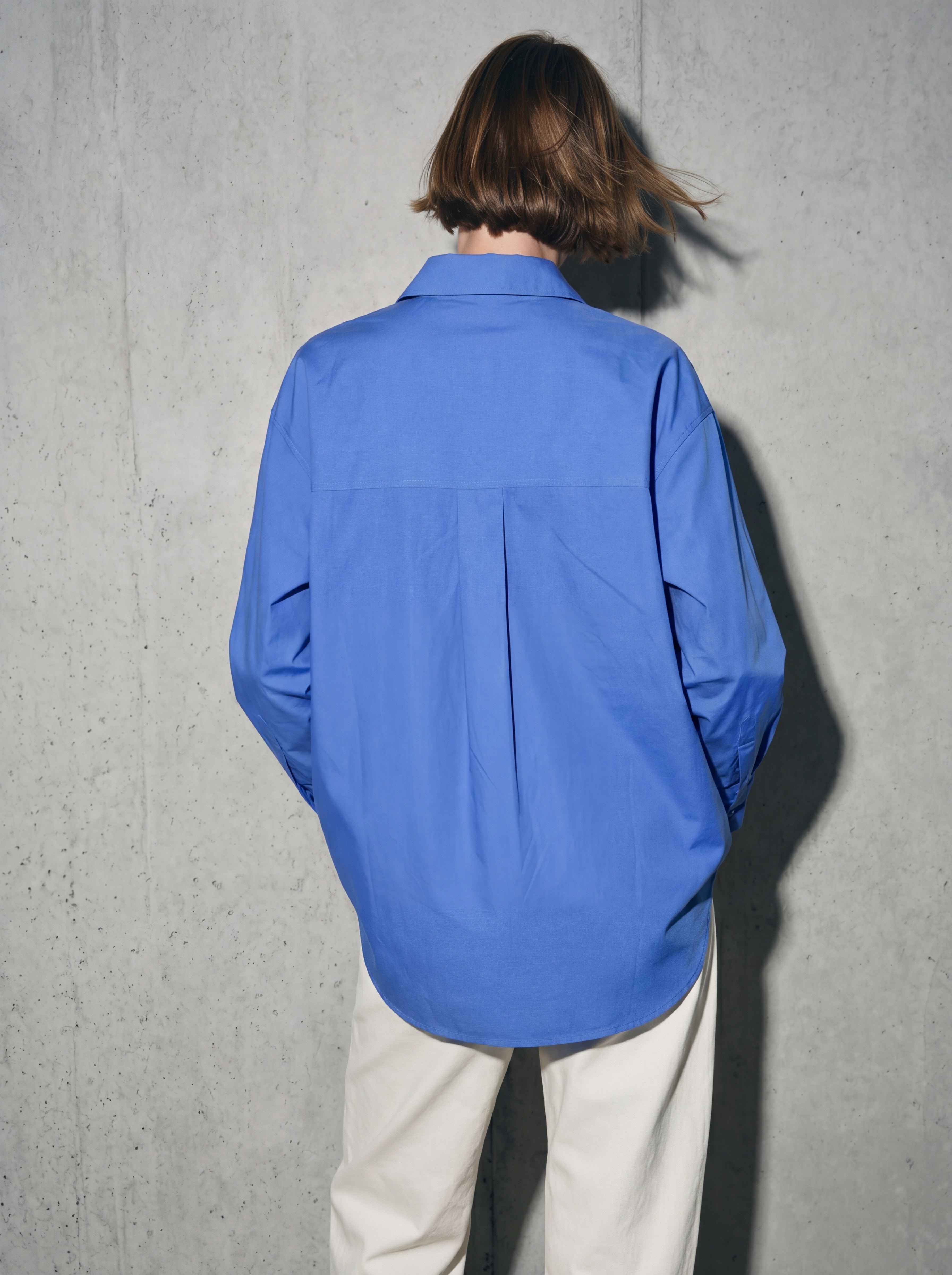 BRITISH POPLIN OVERSIZE GOMLEK MAVI