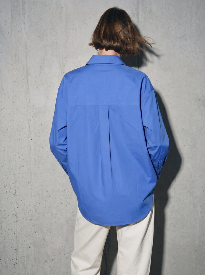 BRITISH POPLIN OVERSIZE GOMLEK MAVI
