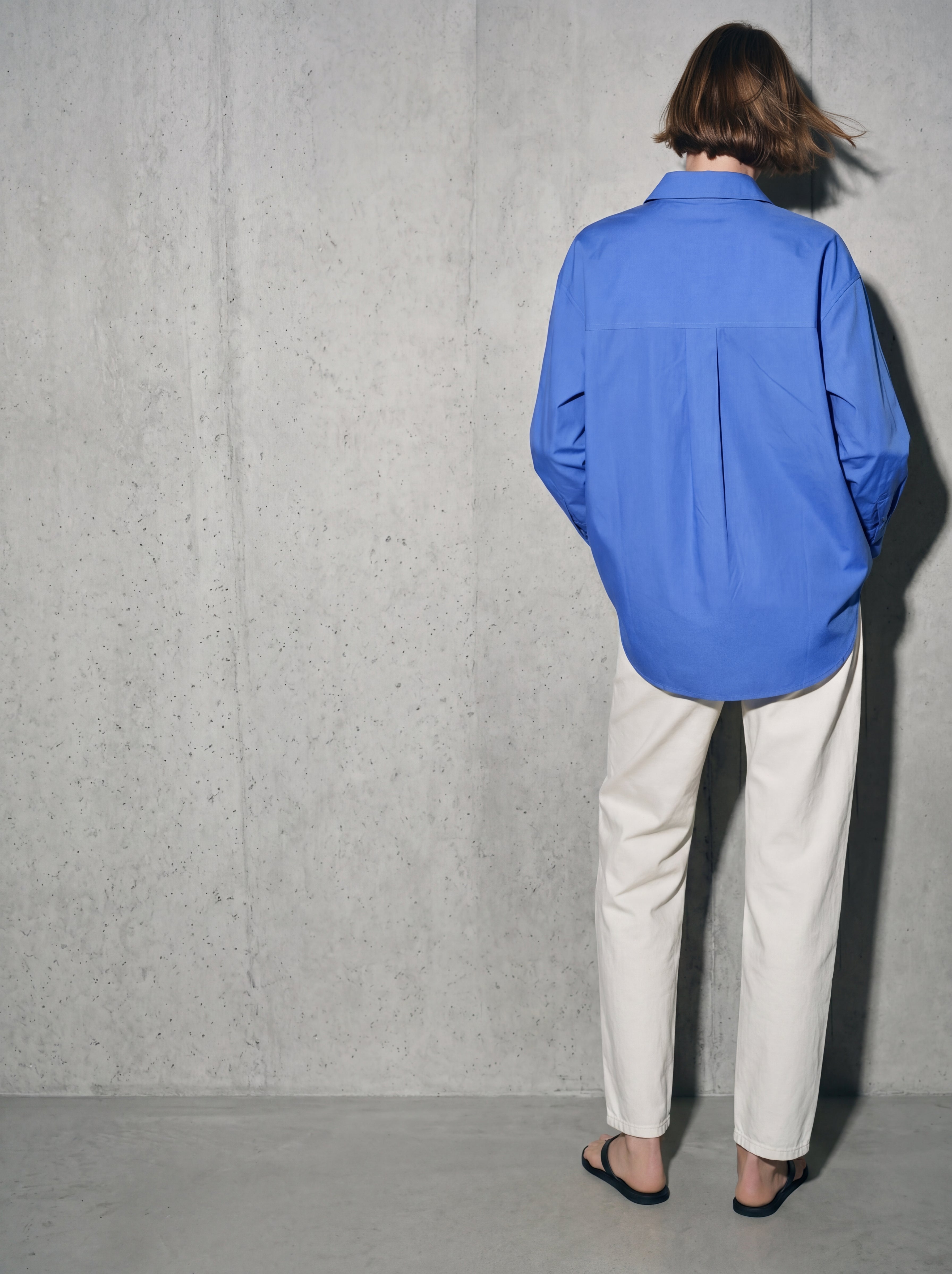 BRITISH POPLIN OVERSIZE GOMLEK MAVI