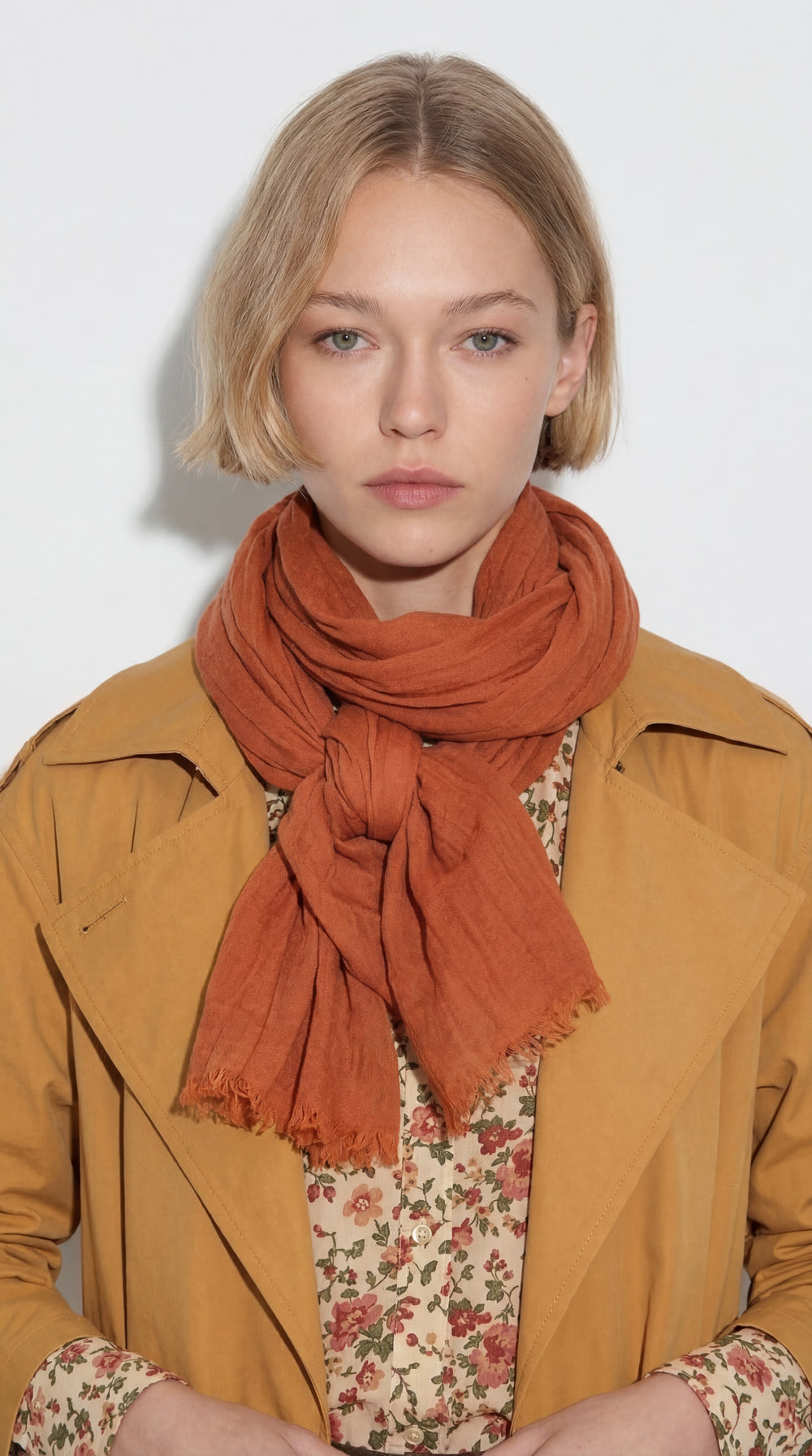 Soleil Rouge Organic Cotton Handmade Shawl
