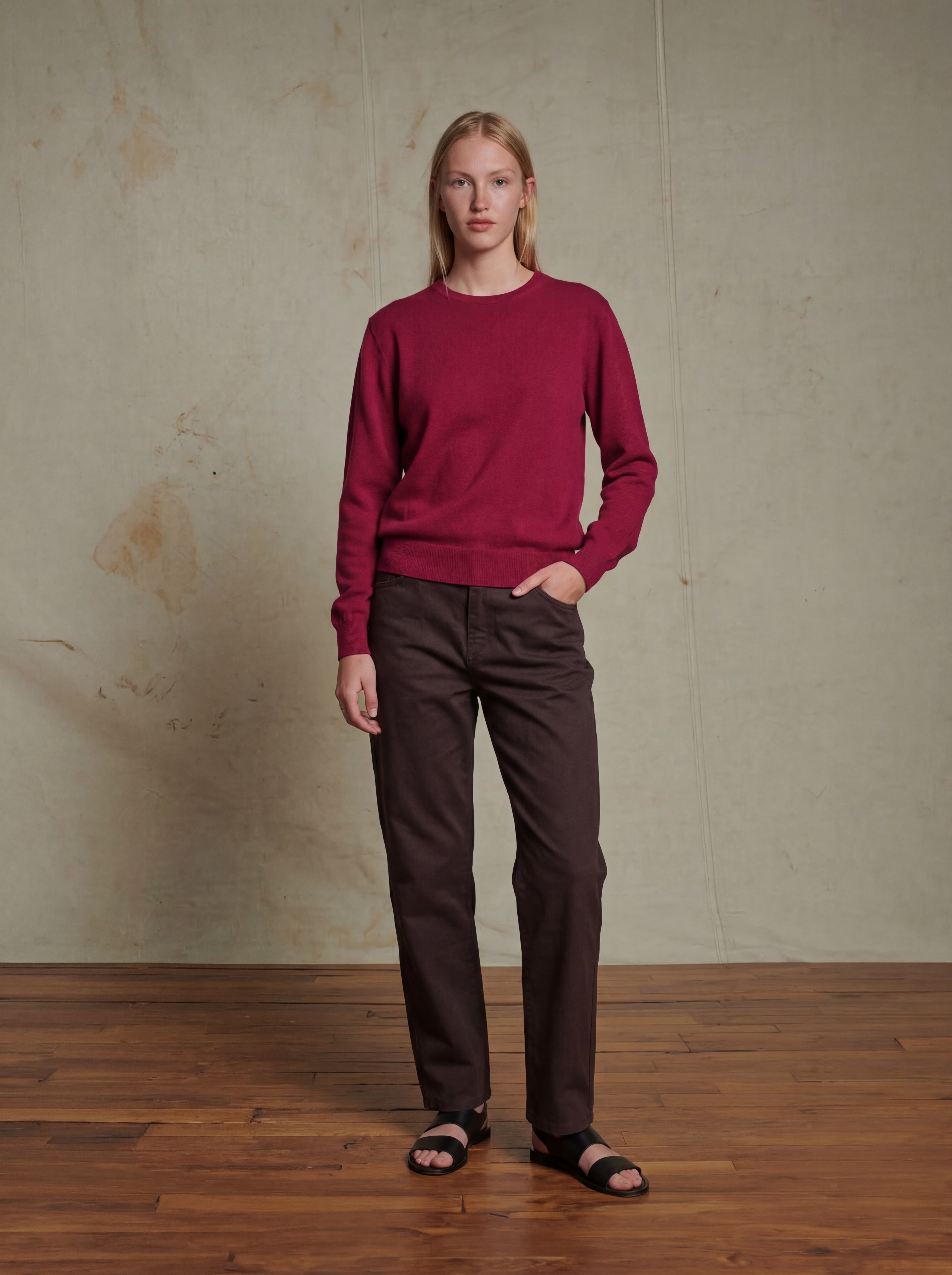 YUN BISIKLET YAKA UNISEX KAZAK CLARET RED
