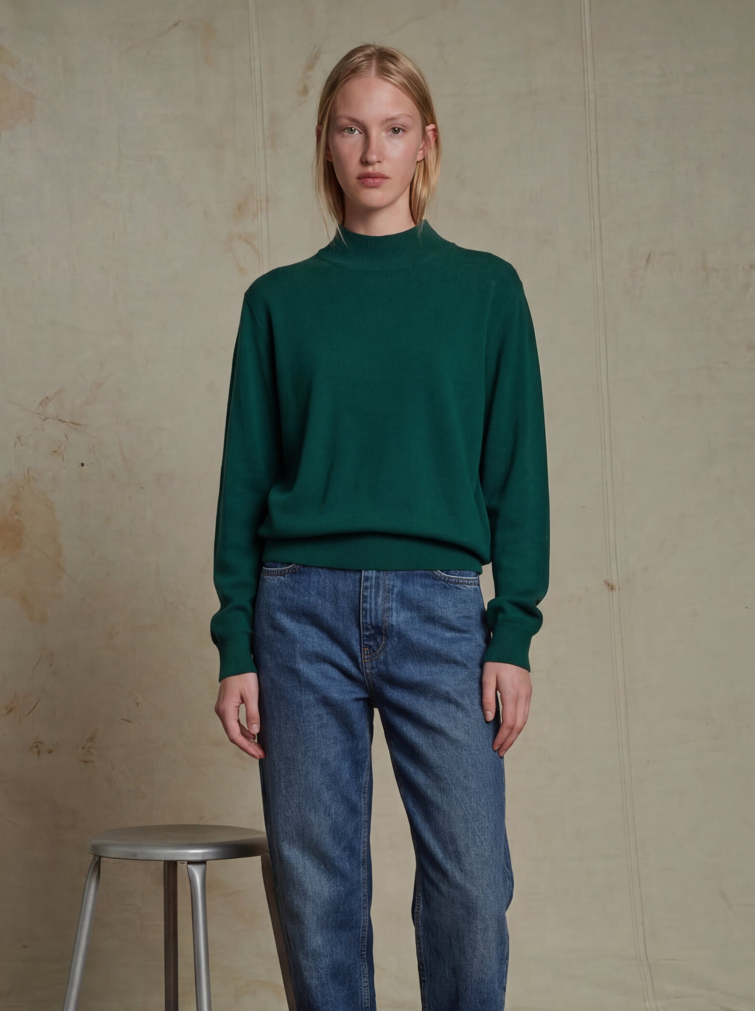 WOOL TURTLENECK UNISEX SWEATER GREEN