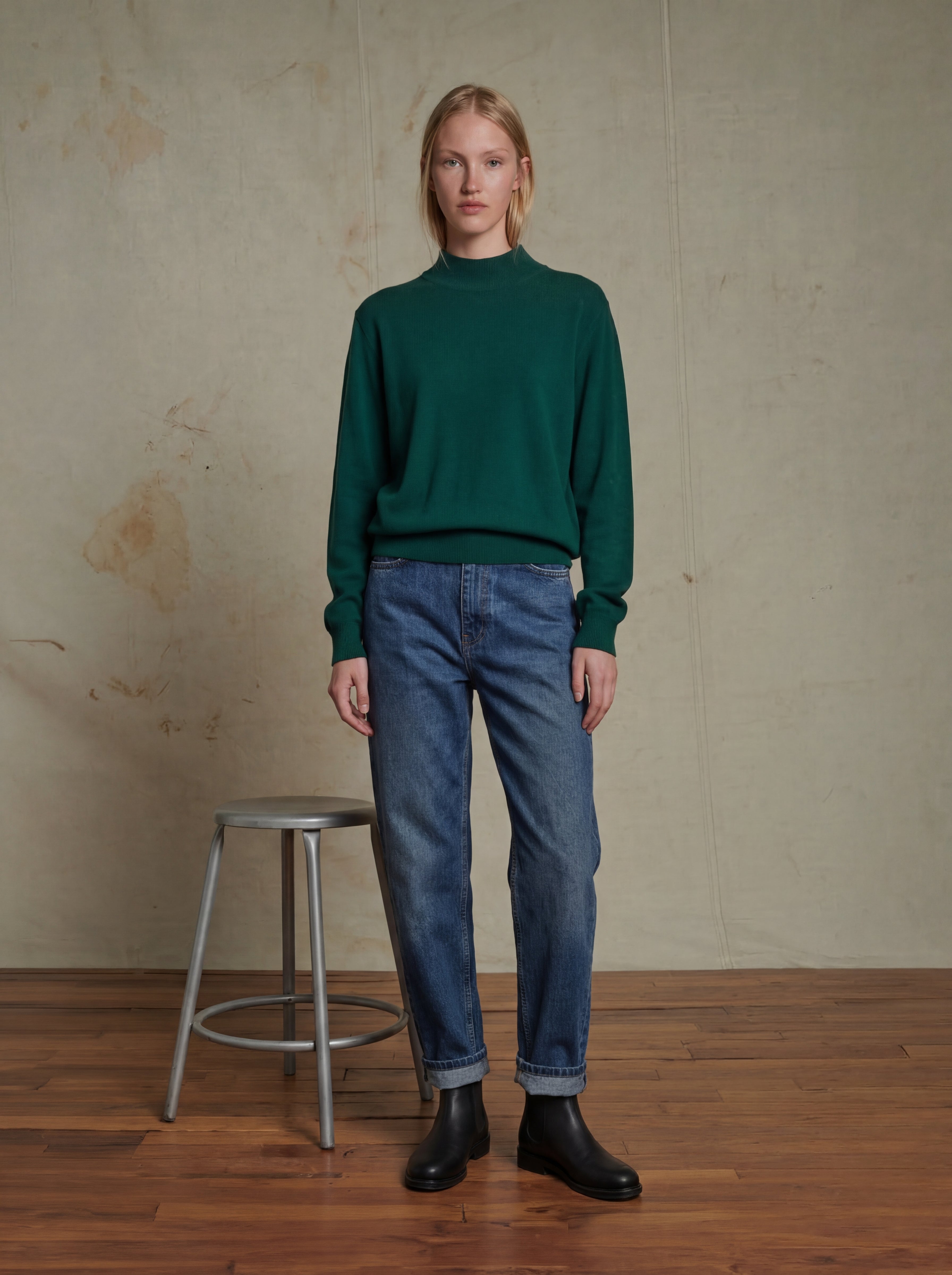 WOOL TURTLENECK UNISEX SWEATER GREEN