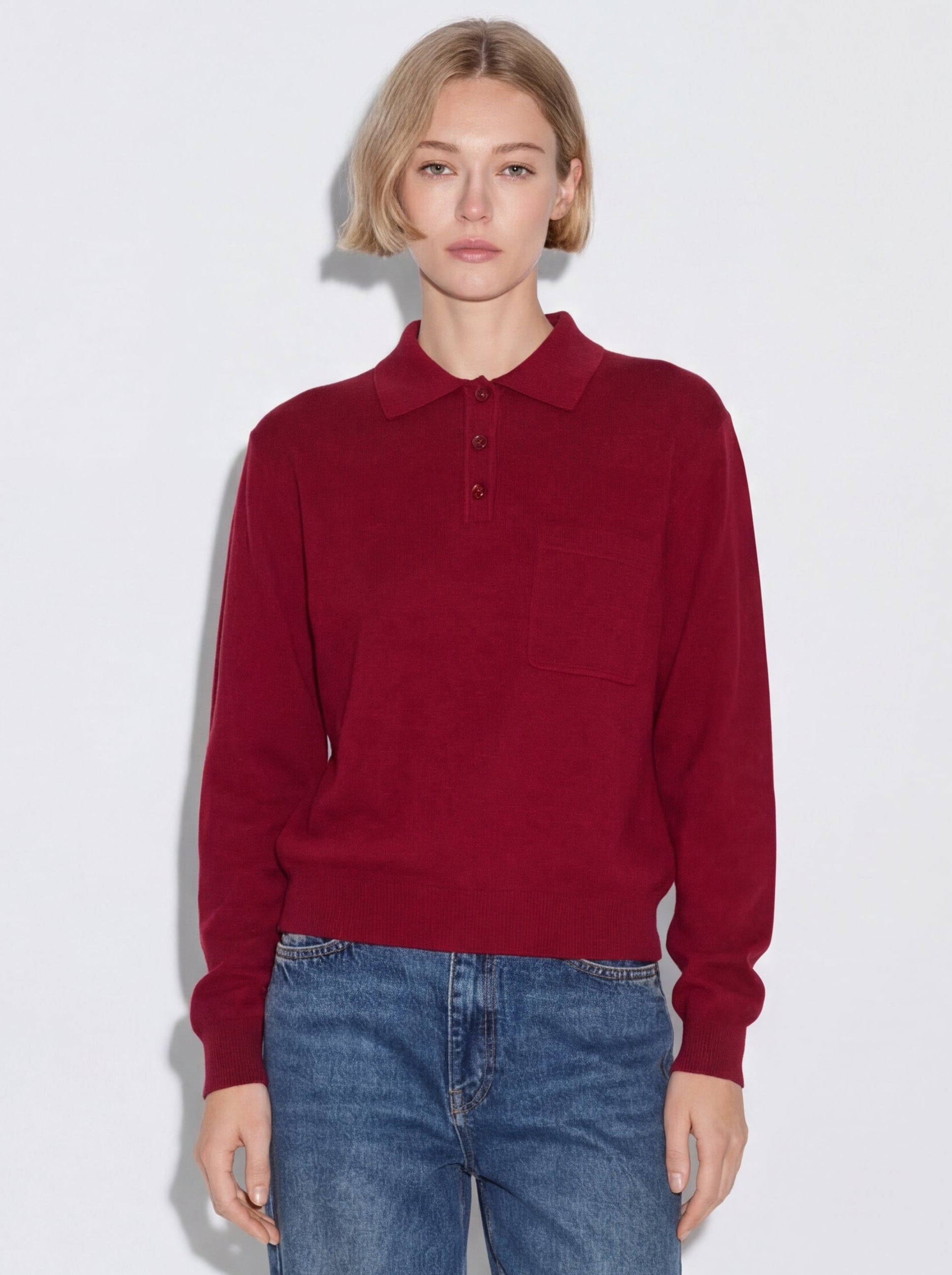 YUN POLO YAKA UNISEX KAZAK CLARET RED