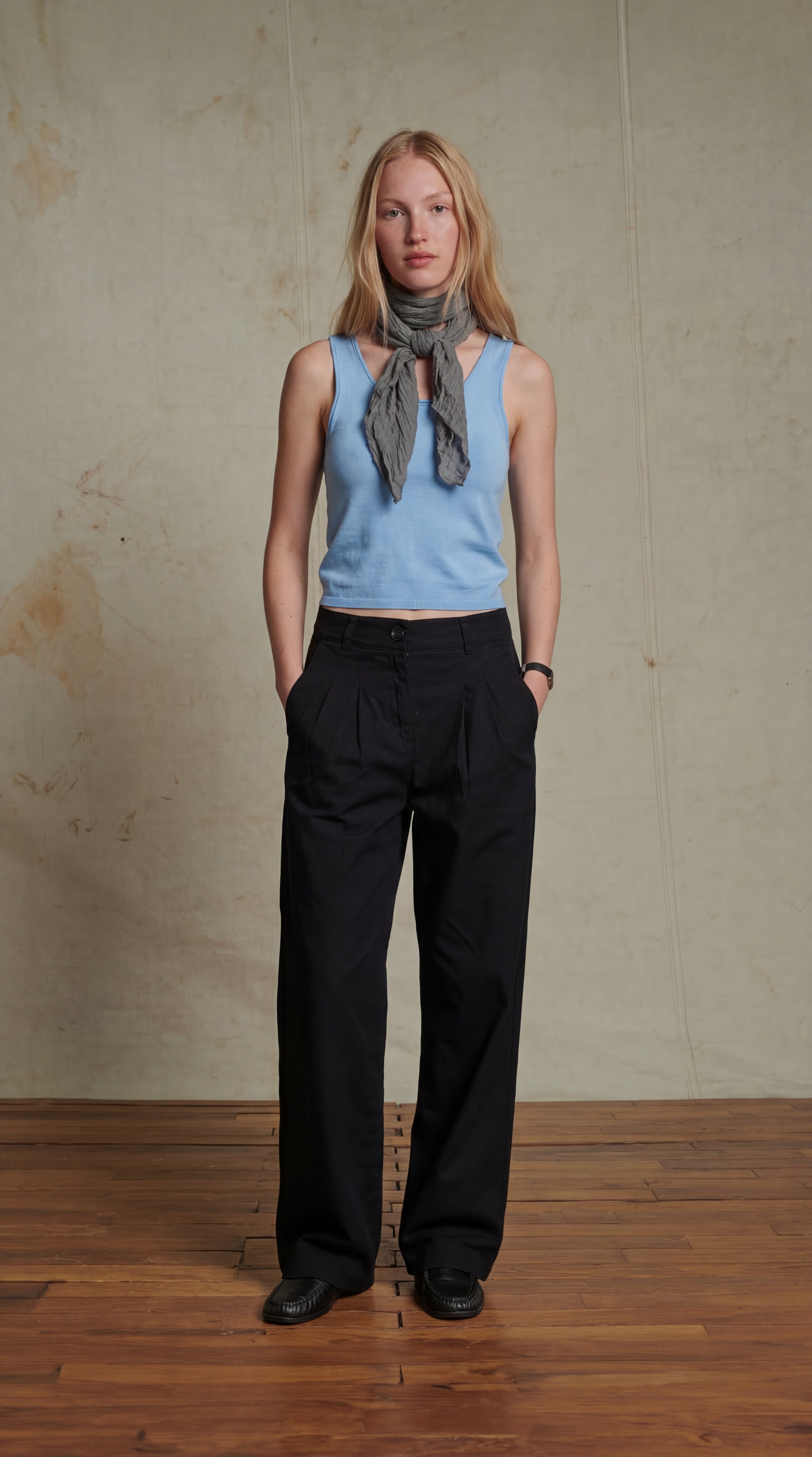 HALTERNECK KNITWEAR BLOUSE BLUE