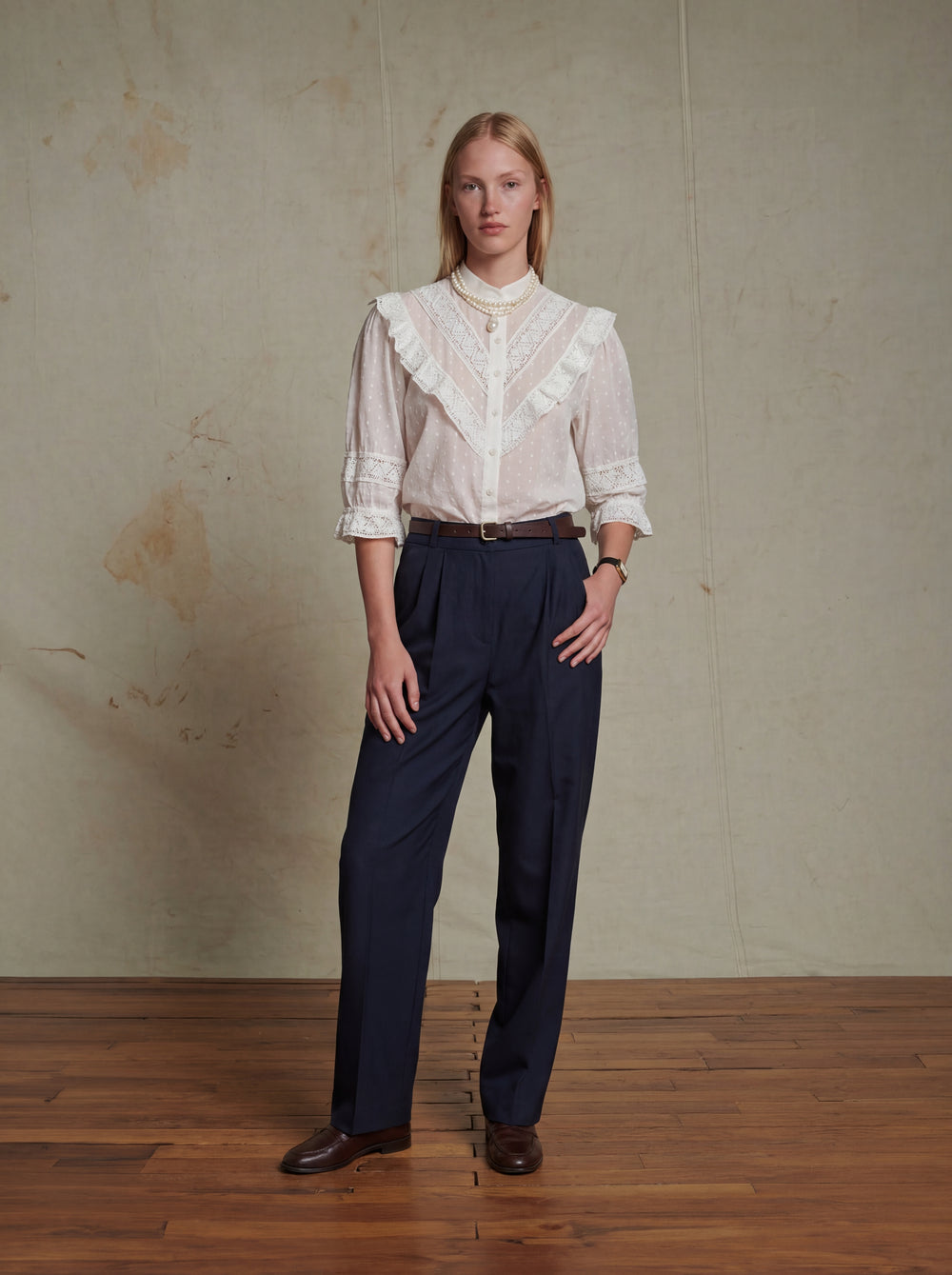 CIFT PILELI PALAZZO PANTOLON LACIVERT