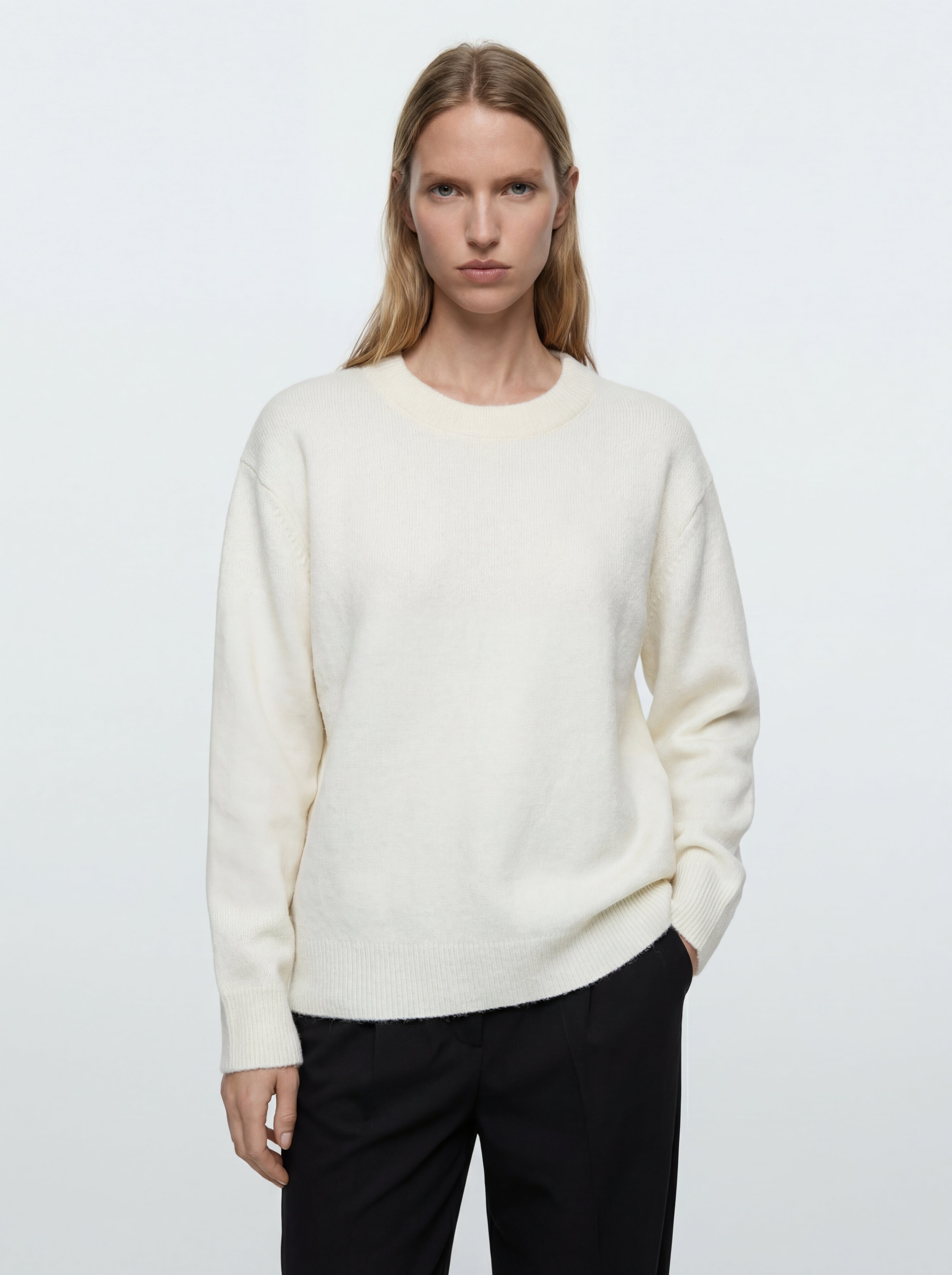 OVERSIZE BISIKLET YAKA KAZAK KREM