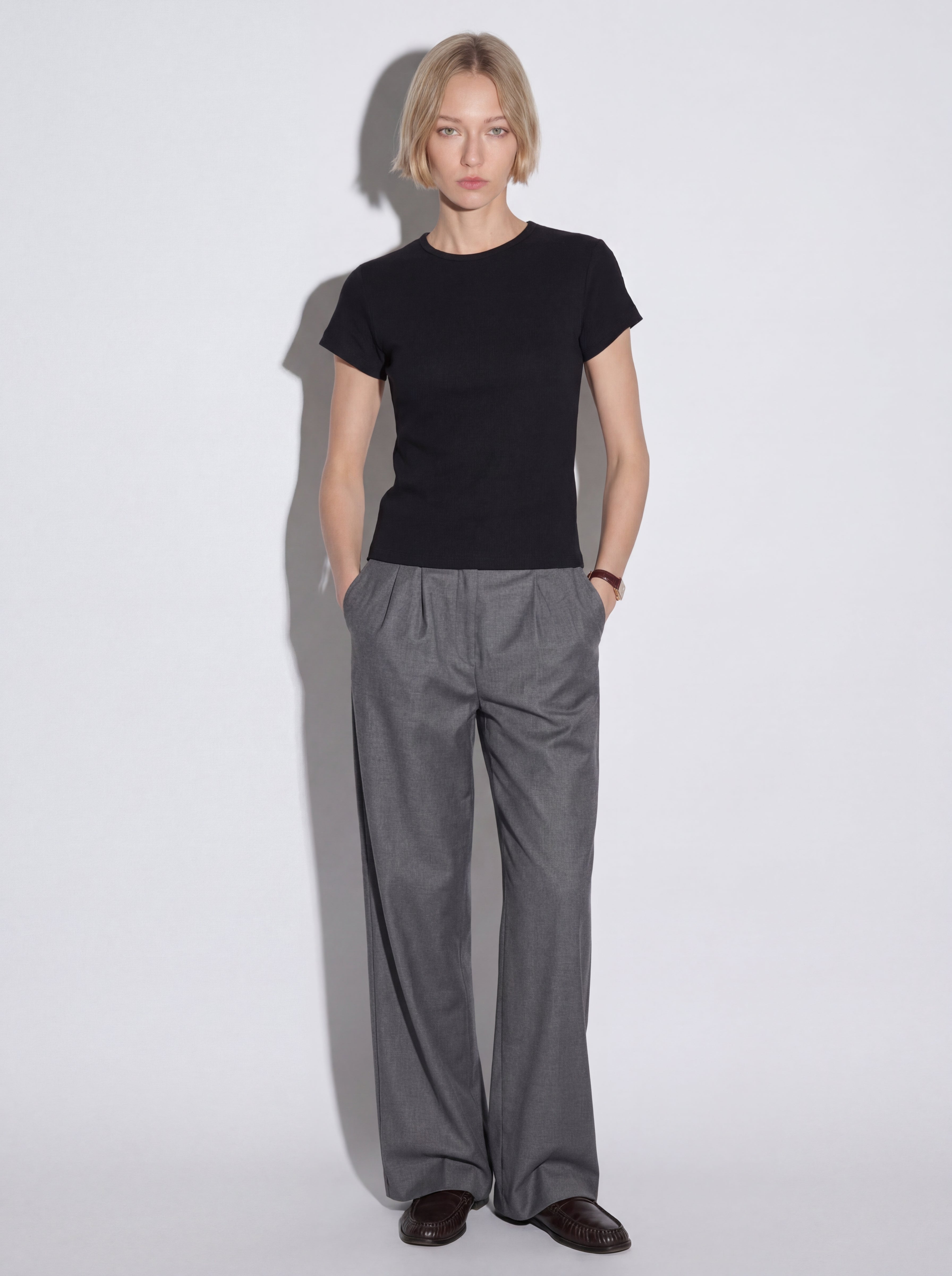 CORDUROY SHORT SLEEVE COTTON T-SHIRT BLACK