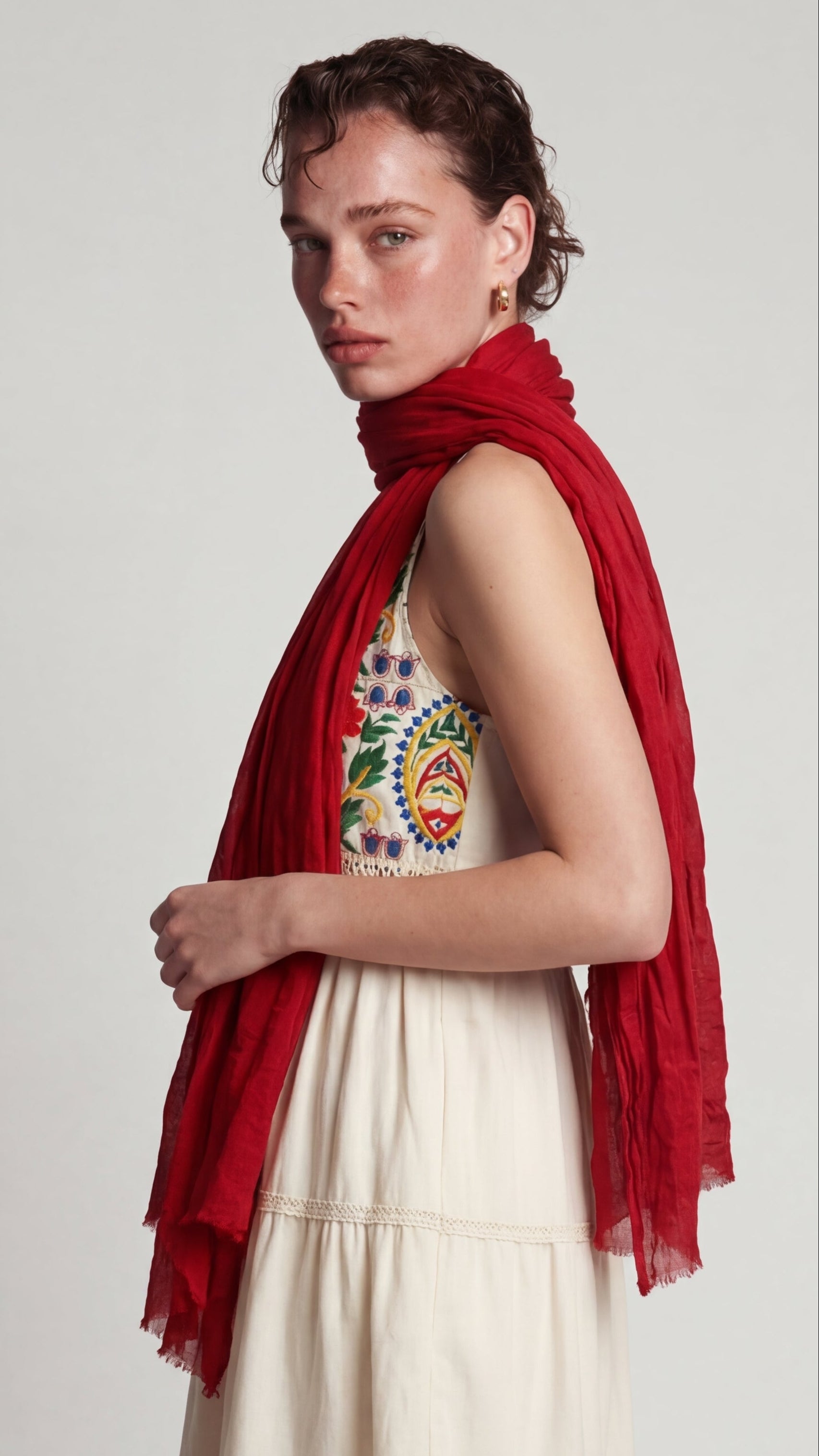 CHRISTMAS RED ORGANIK PAMUK HANDMADE SAL