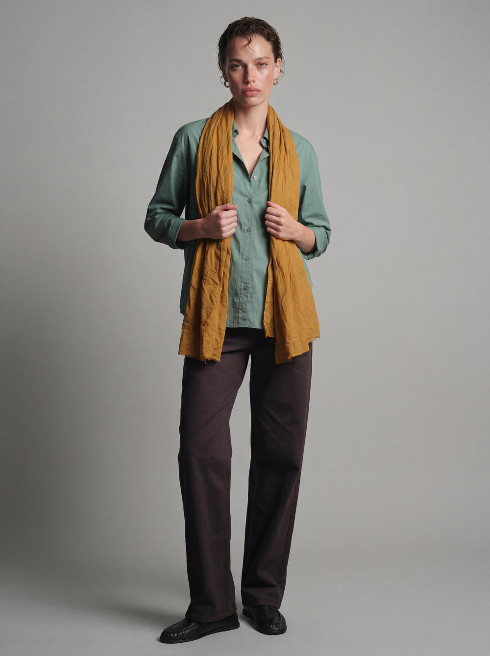Honey Mustard Organic Cotton Handmade Shawl