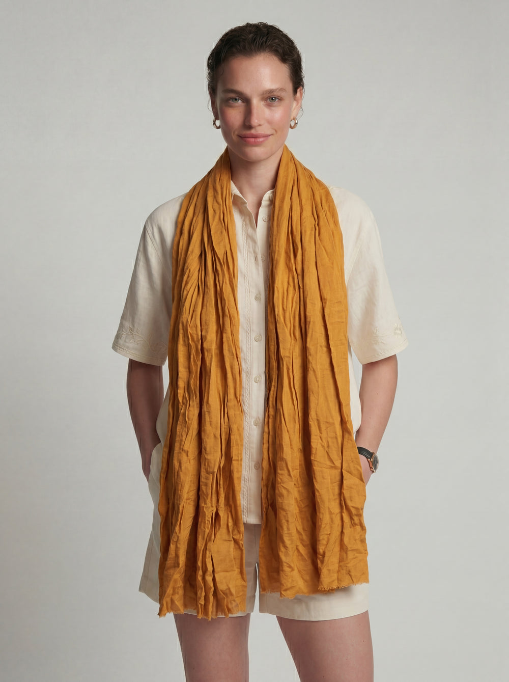 Honey Mustard Organic Cotton Handmade Shawl