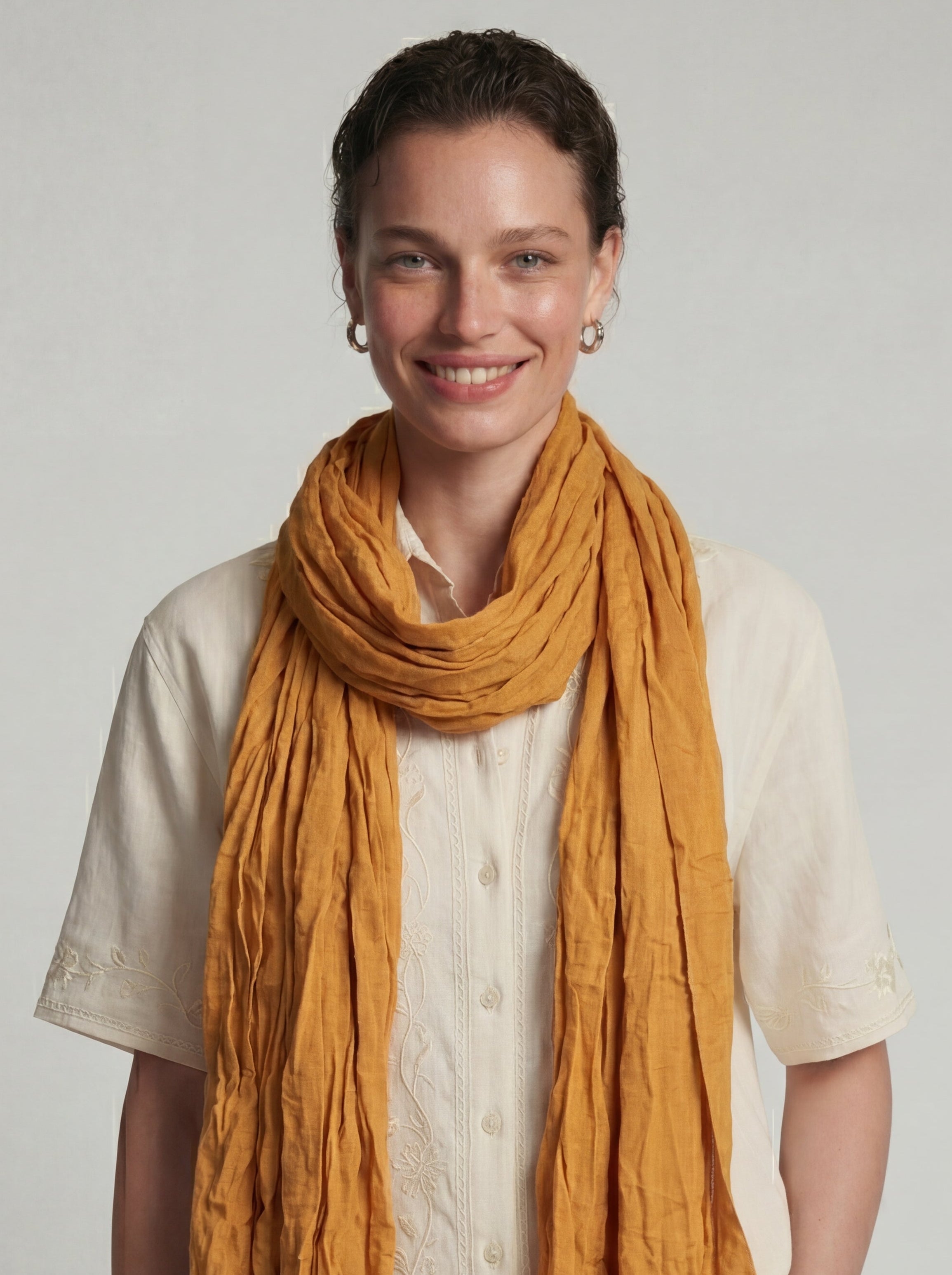 Honey Mustard Organic Cotton Handmade Shawl