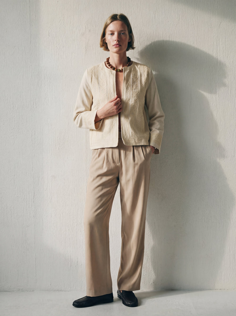 ELSA NAKIS DETAYLI GOMLEK CEKET BEIGE