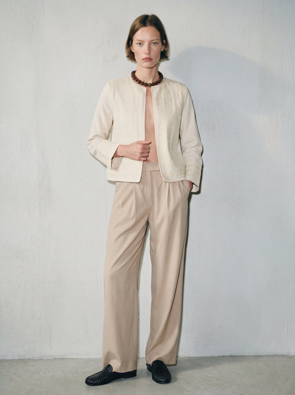 ELSA NAKIS DETAYLI GOMLEK CEKET BEIGE