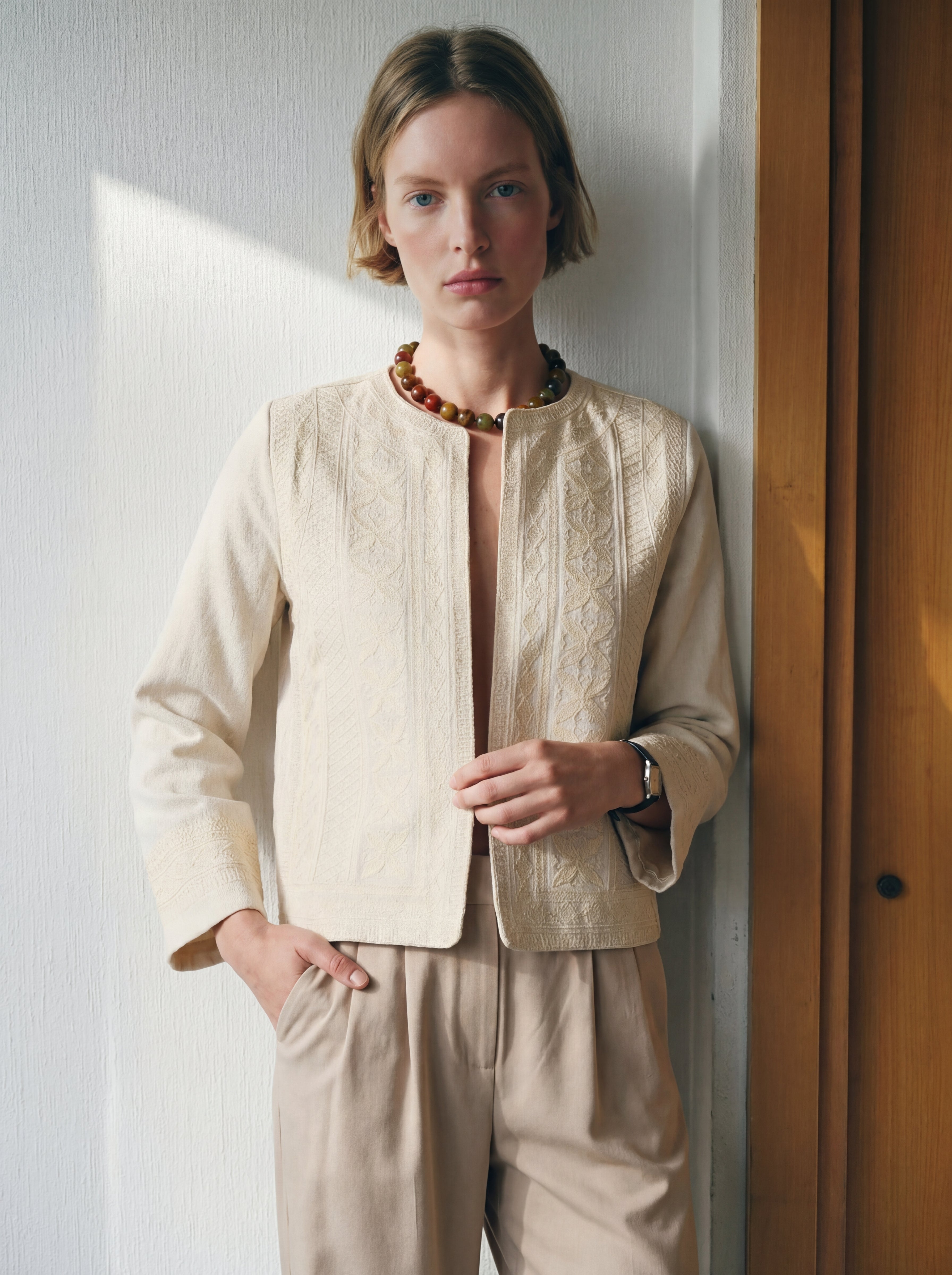 ELSA NAKIS DETAYLI GOMLEK CEKET BEIGE