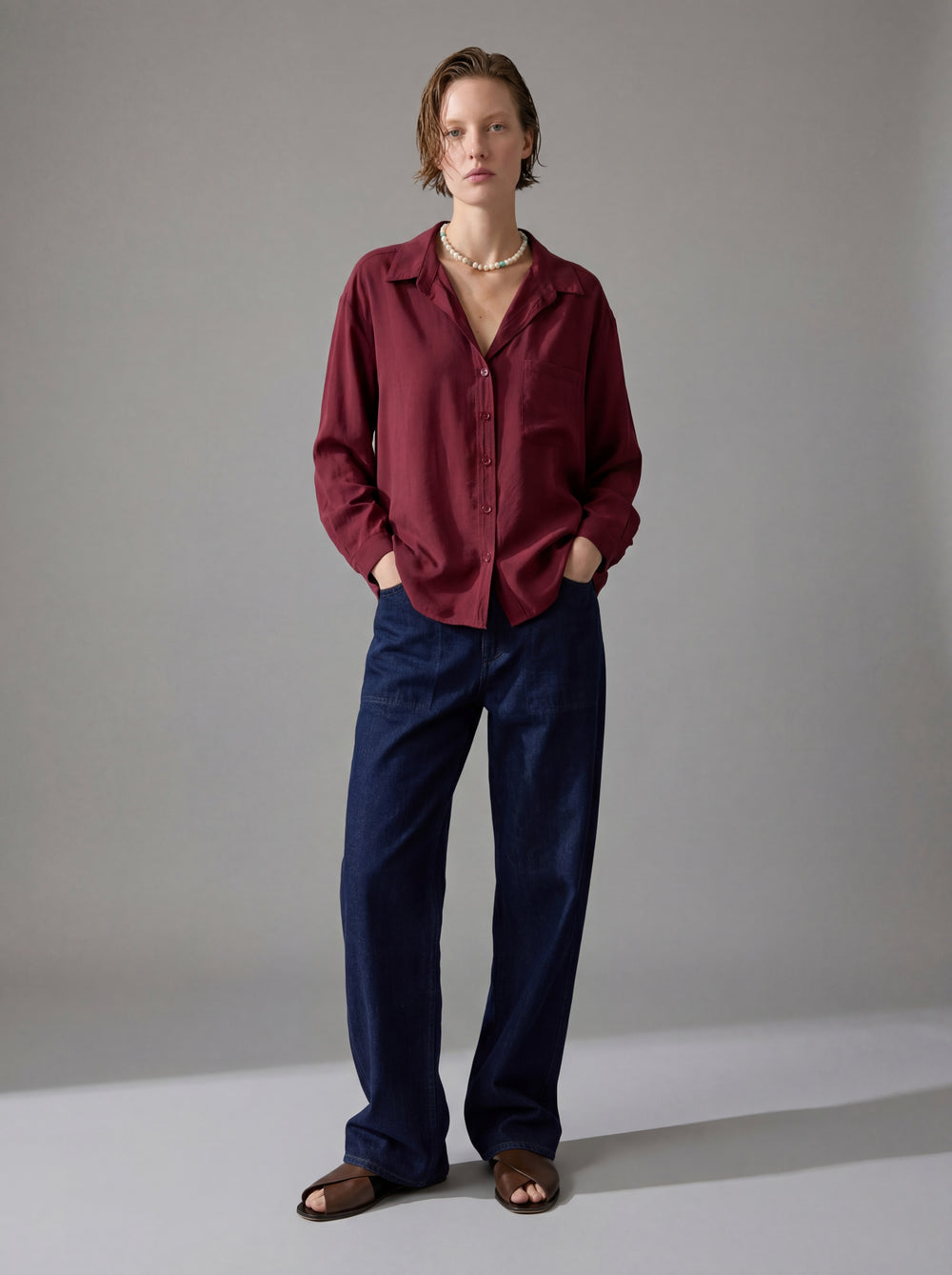 DOKUMLU CEPLI TENSEL GOMLEK CHERRY