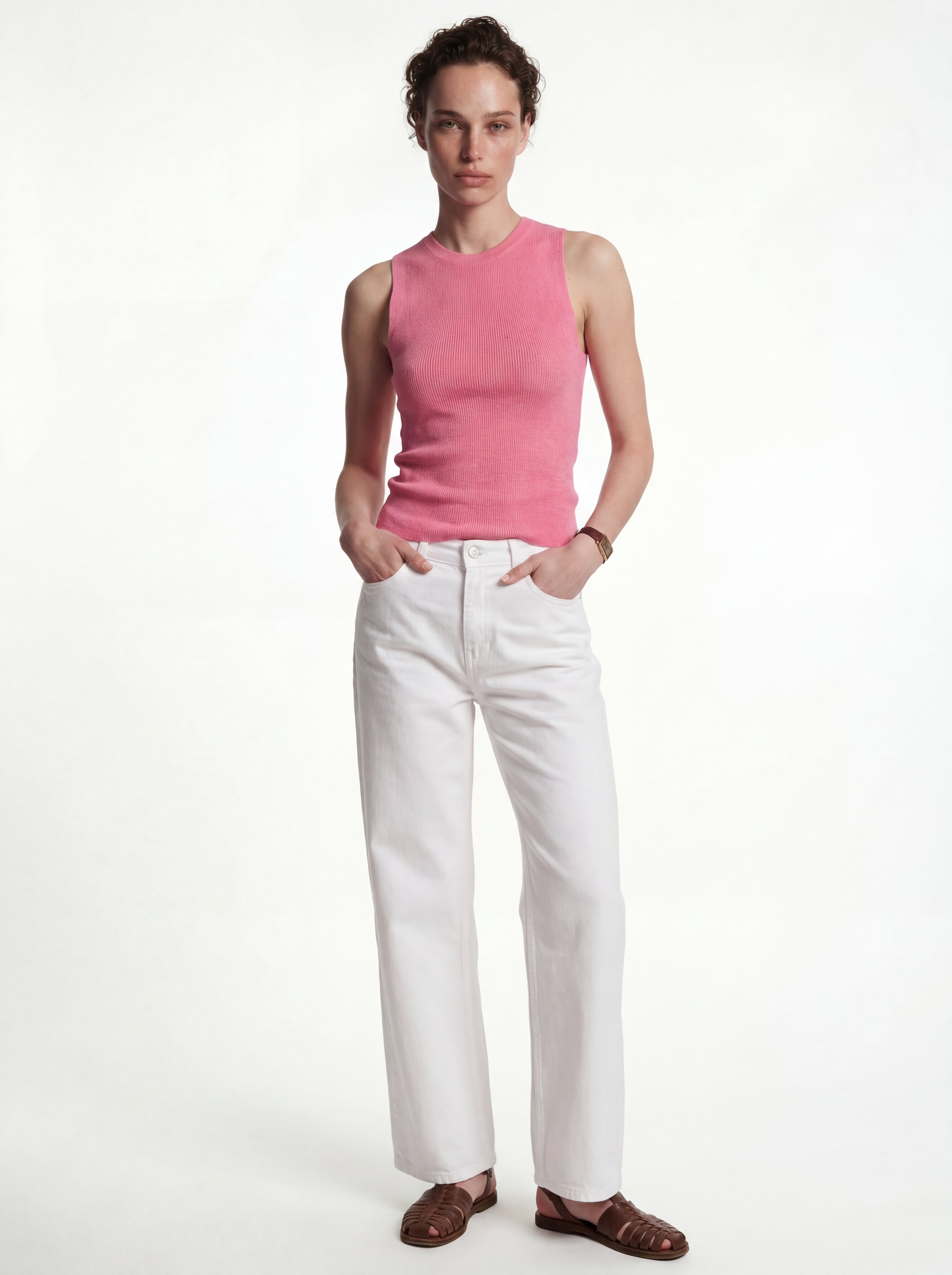 SLEEVELESS WOVEN KNITWEAR STRAWBERRY