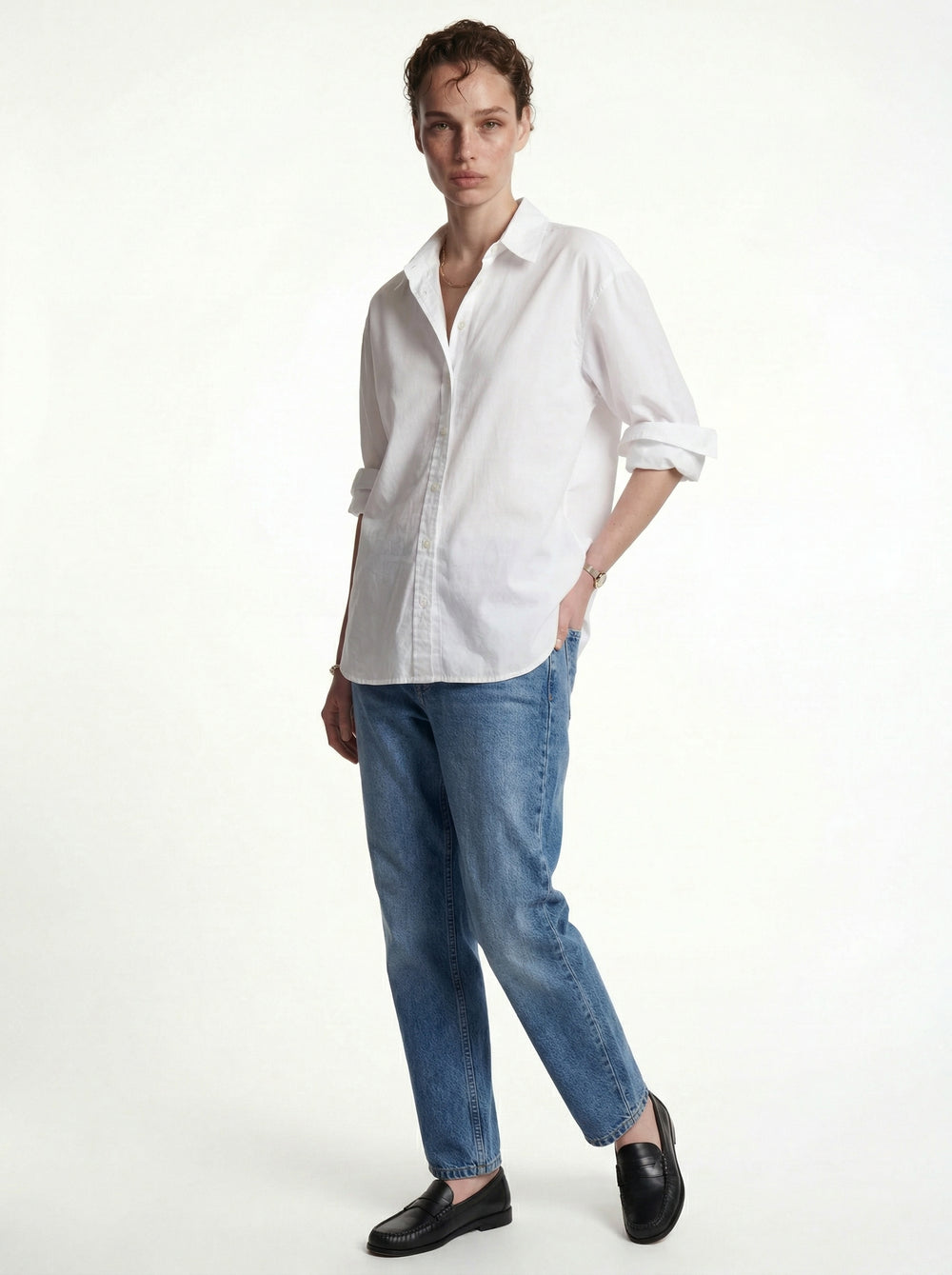 KLASIK YAKA OVERSIZE POPLIN GOMLEK BEYAZ