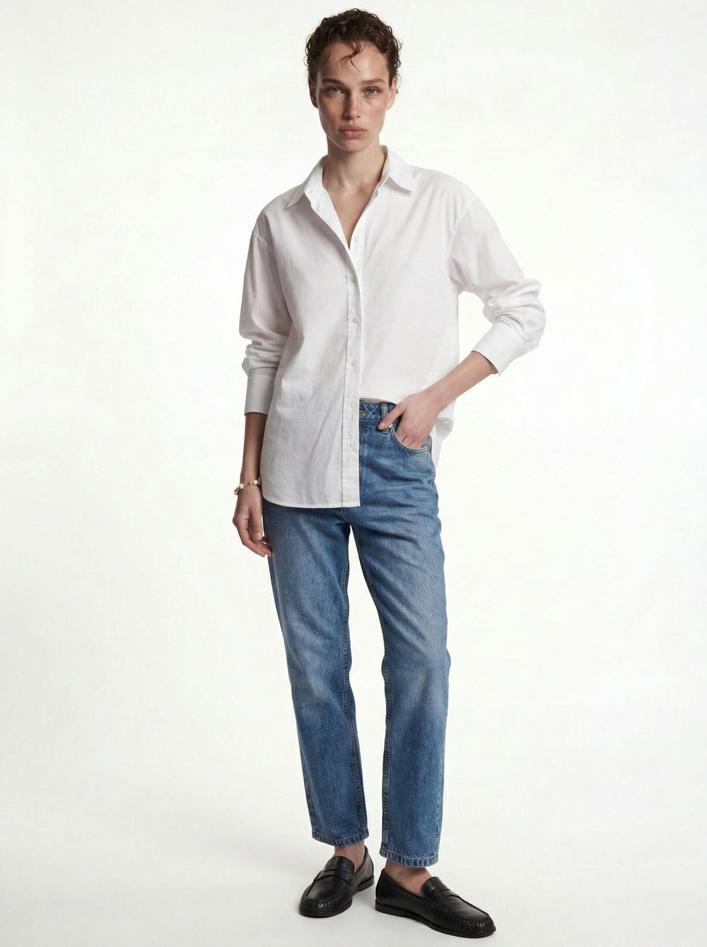 KLASIK YAKA OVERSIZE POPLIN GOMLEK BEYAZ