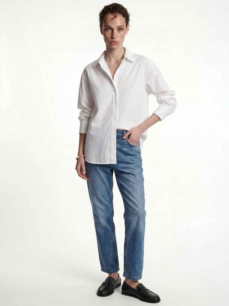 KLASIK YAKA OVERSIZE POPLIN GOMLEK BEYAZ