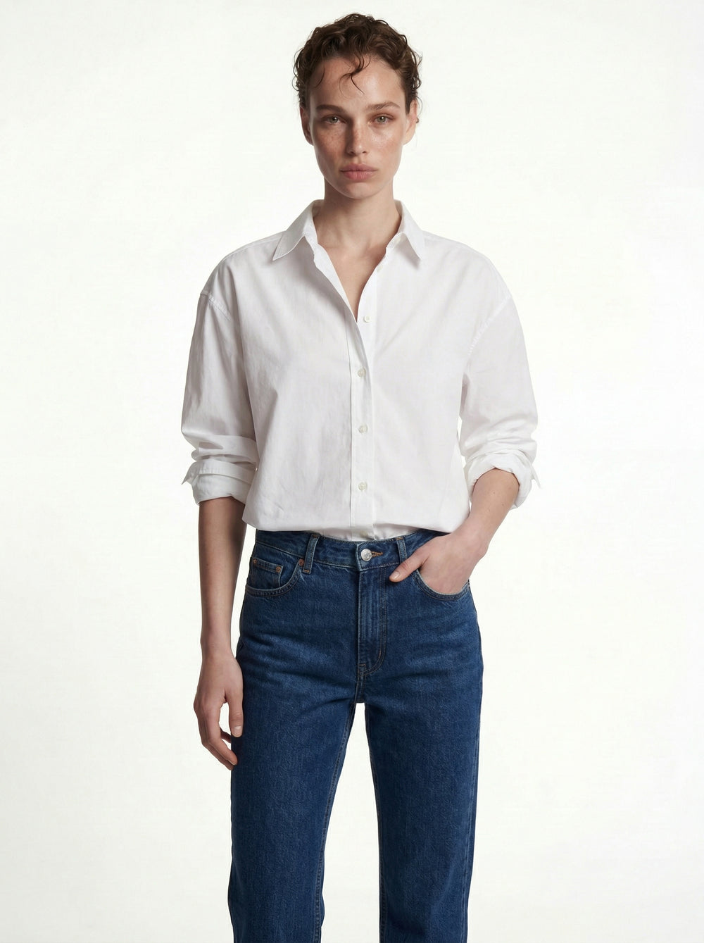 KLASIK YAKA OVERSIZE POPLIN GOMLEK BEYAZ