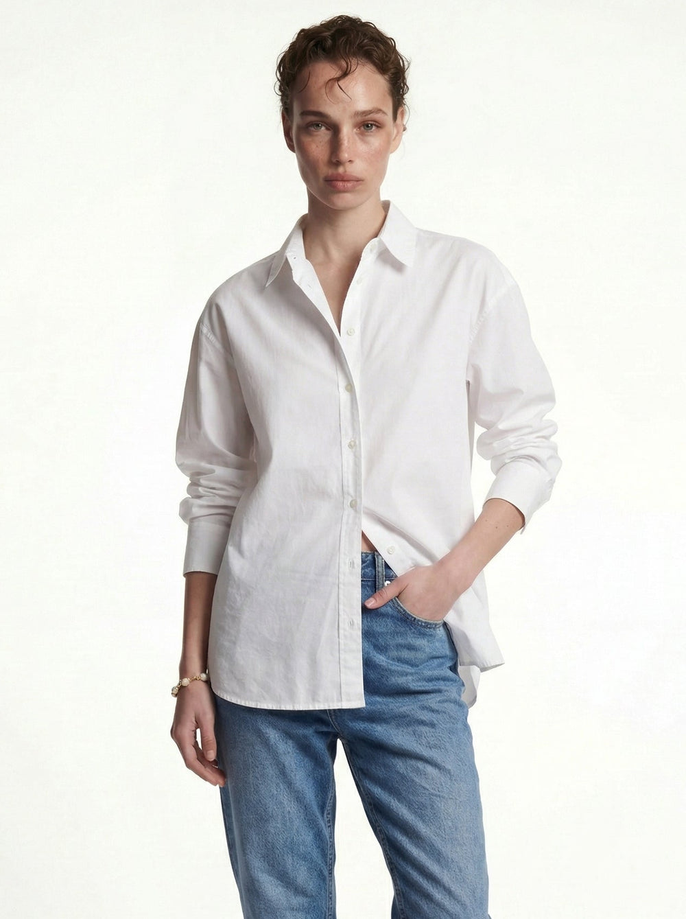 KLASIK YAKA OVERSIZE POPLIN GOMLEK BEYAZ