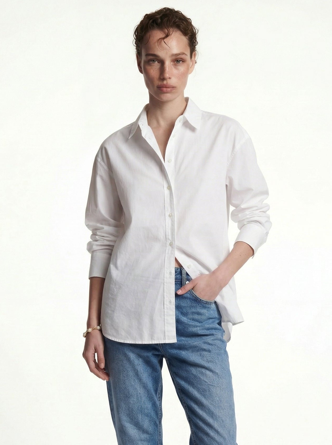 CLASSIC COLLAR OVERSIZE POPLIN SHIRT WHITE