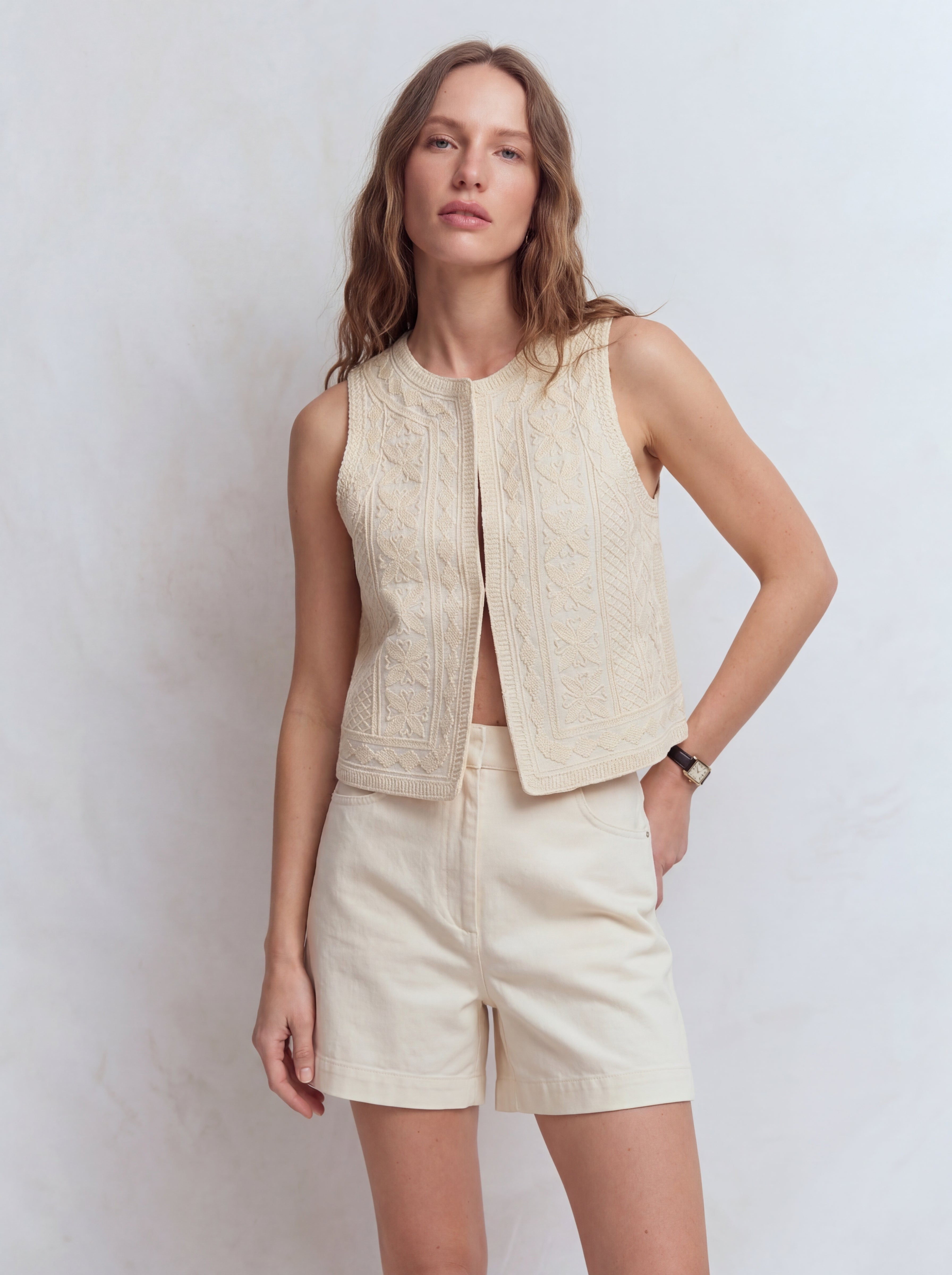 ELSA NAKIS DETAYLI YELEK BEIGE