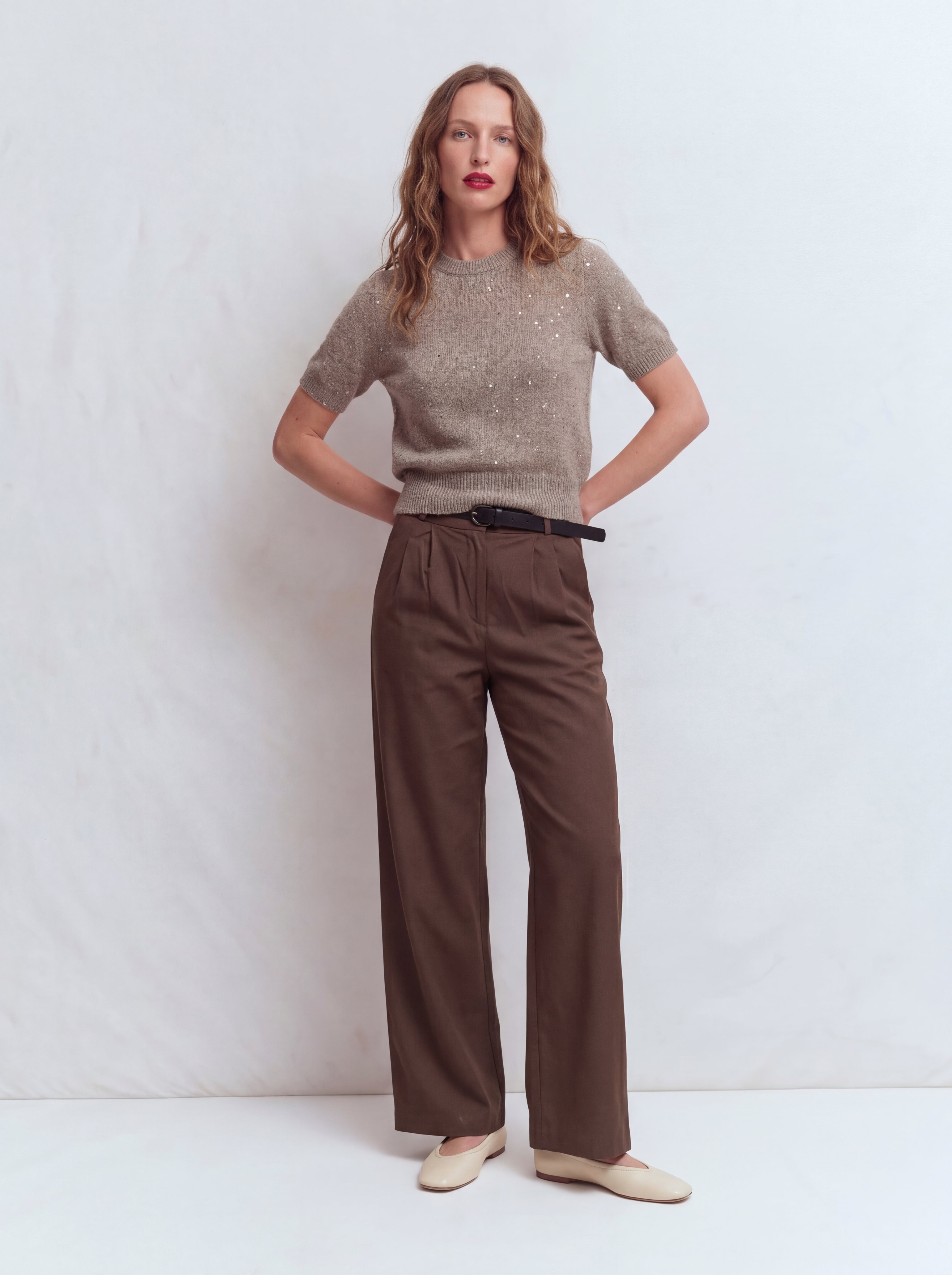 PILELI PALAZZO PANTOLON KAHVE