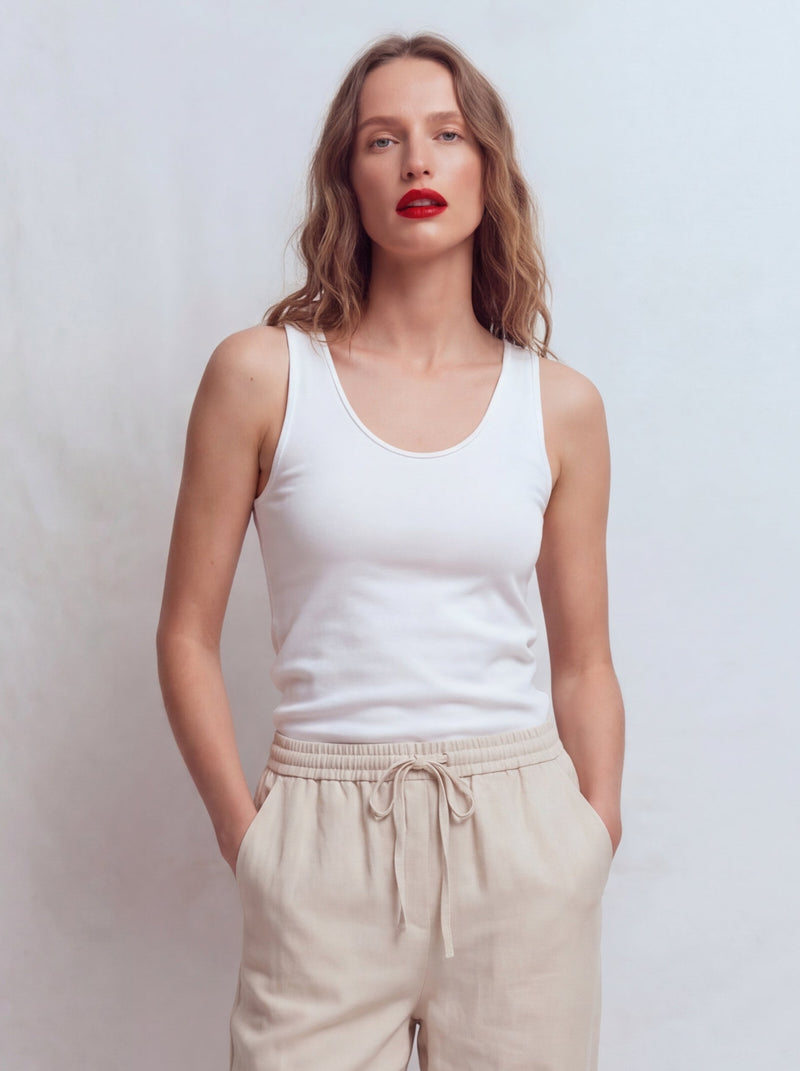 HALTER YAKA TRIKO BLUZ BEYAZ