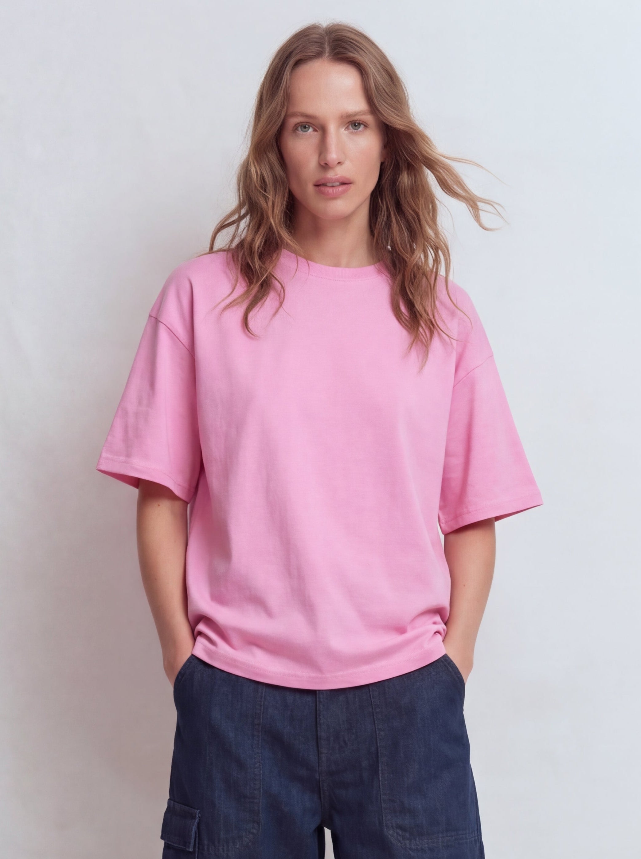 OVERSIZE SHORT SLEEVE COTTON T-SHIRT PINK