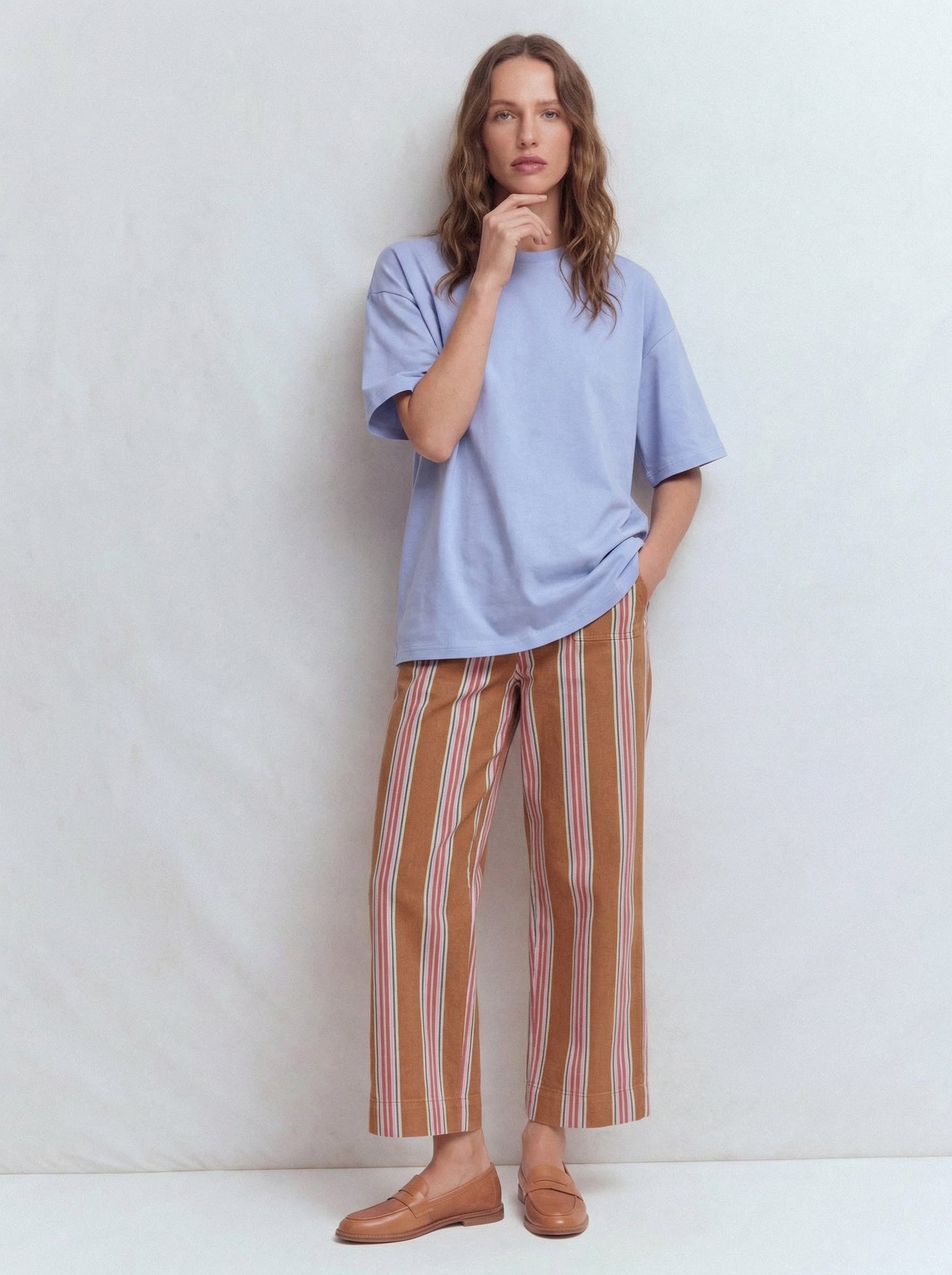 OVERSIZE SHORT SLEEVE COTTON T-SHIRT BABY BLUE