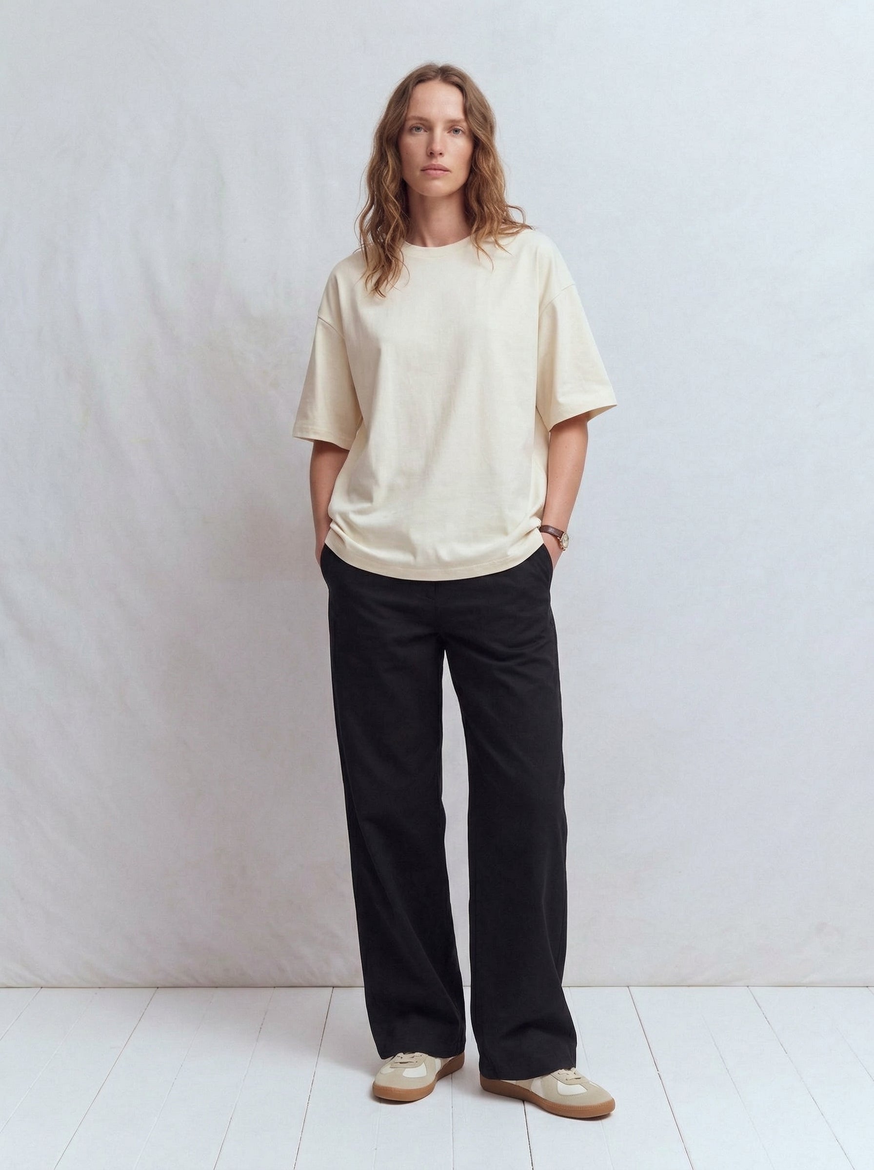 OVERSIZE SHORT SLEEVE COTTON T-SHIRT VANILLA
