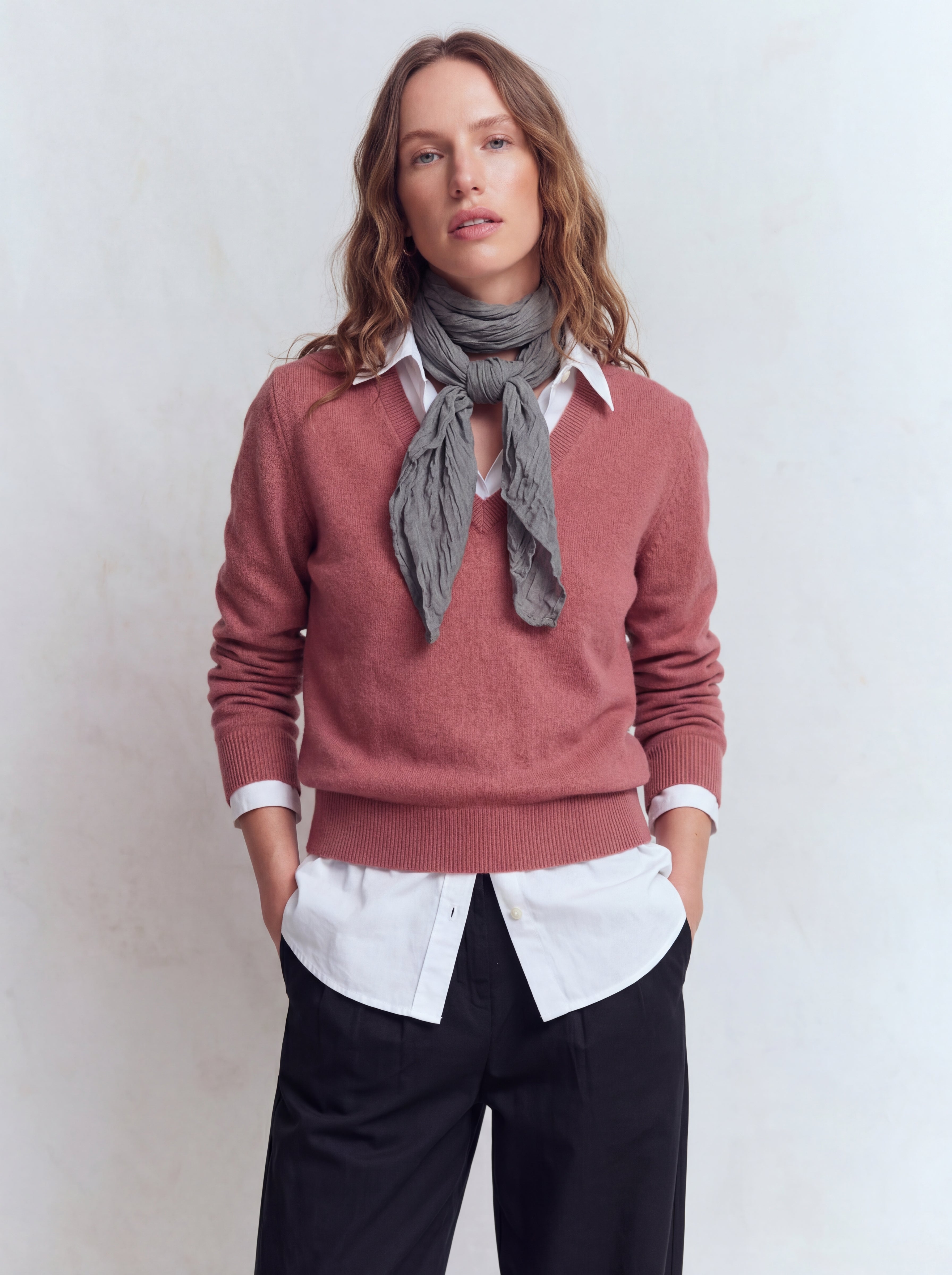 SOFT GREY ORGANIK PAMUK KARE FULAR