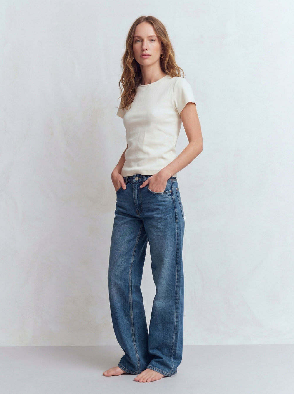STRAIGHT FIT YUKSEK BEL BORU PACA JEAN BLUE