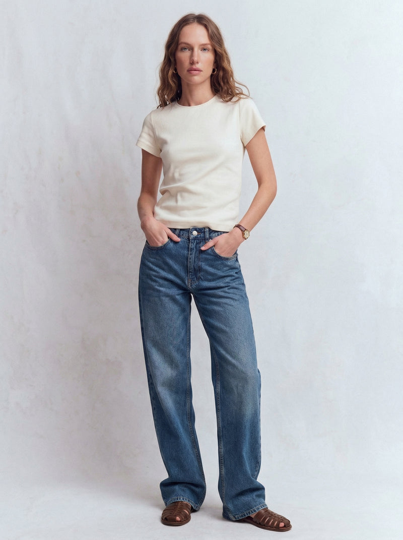STRAIGHT FIT YUKSEK BEL BORU PACA JEAN BLUE