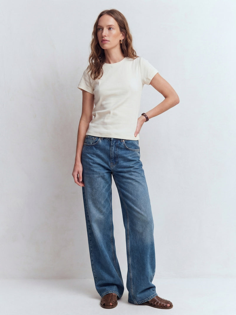 STRAIGHT FIT YUKSEK BEL BORU PACA JEAN BLUE