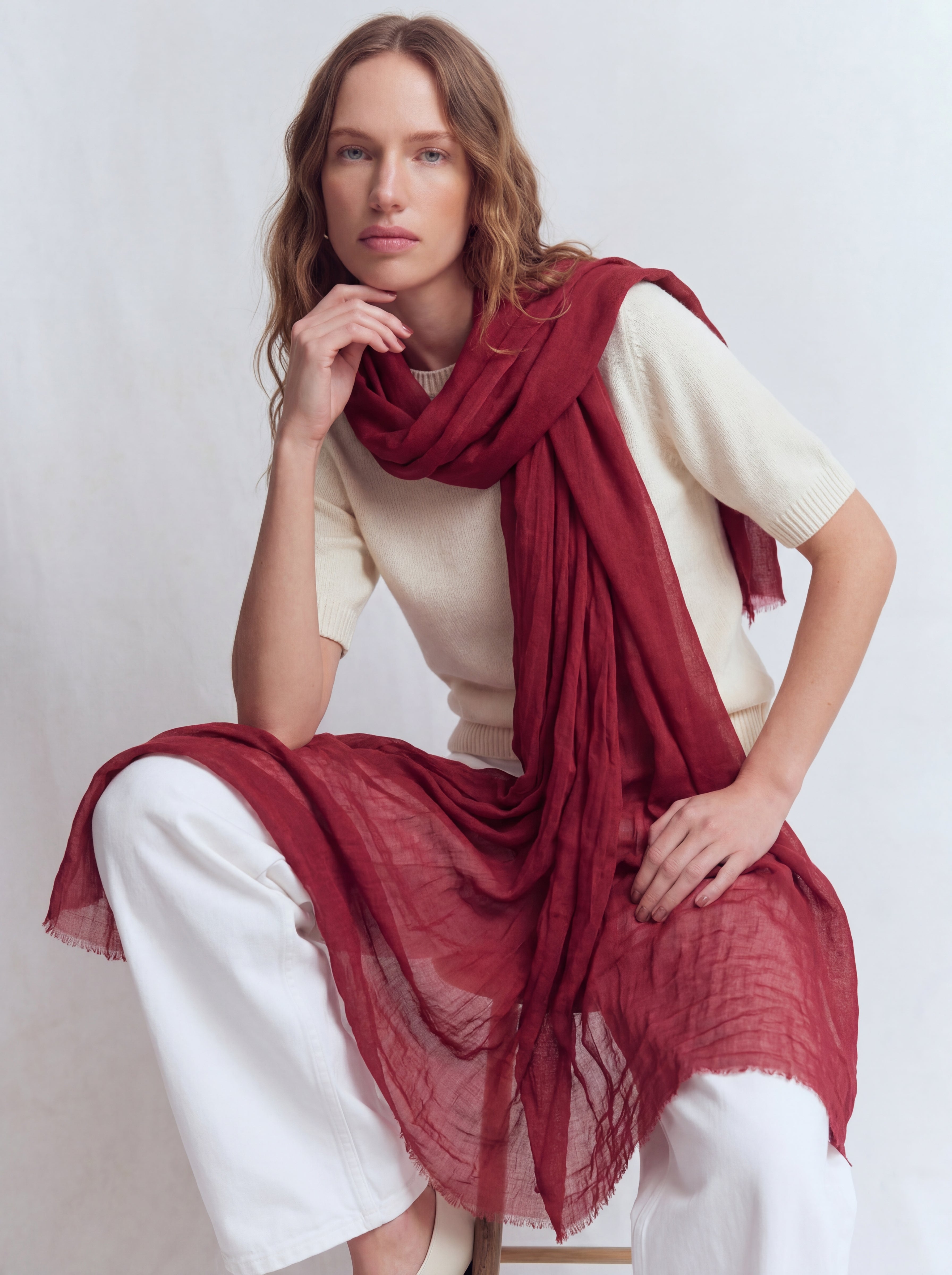 BRITISH RED ORGANIK PAMUK HANDMADE SAL