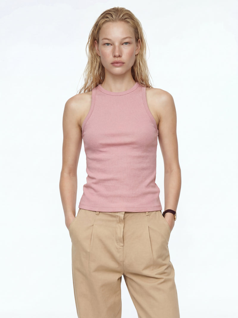 HALTER YAKA CROP TOP PINK ROSE