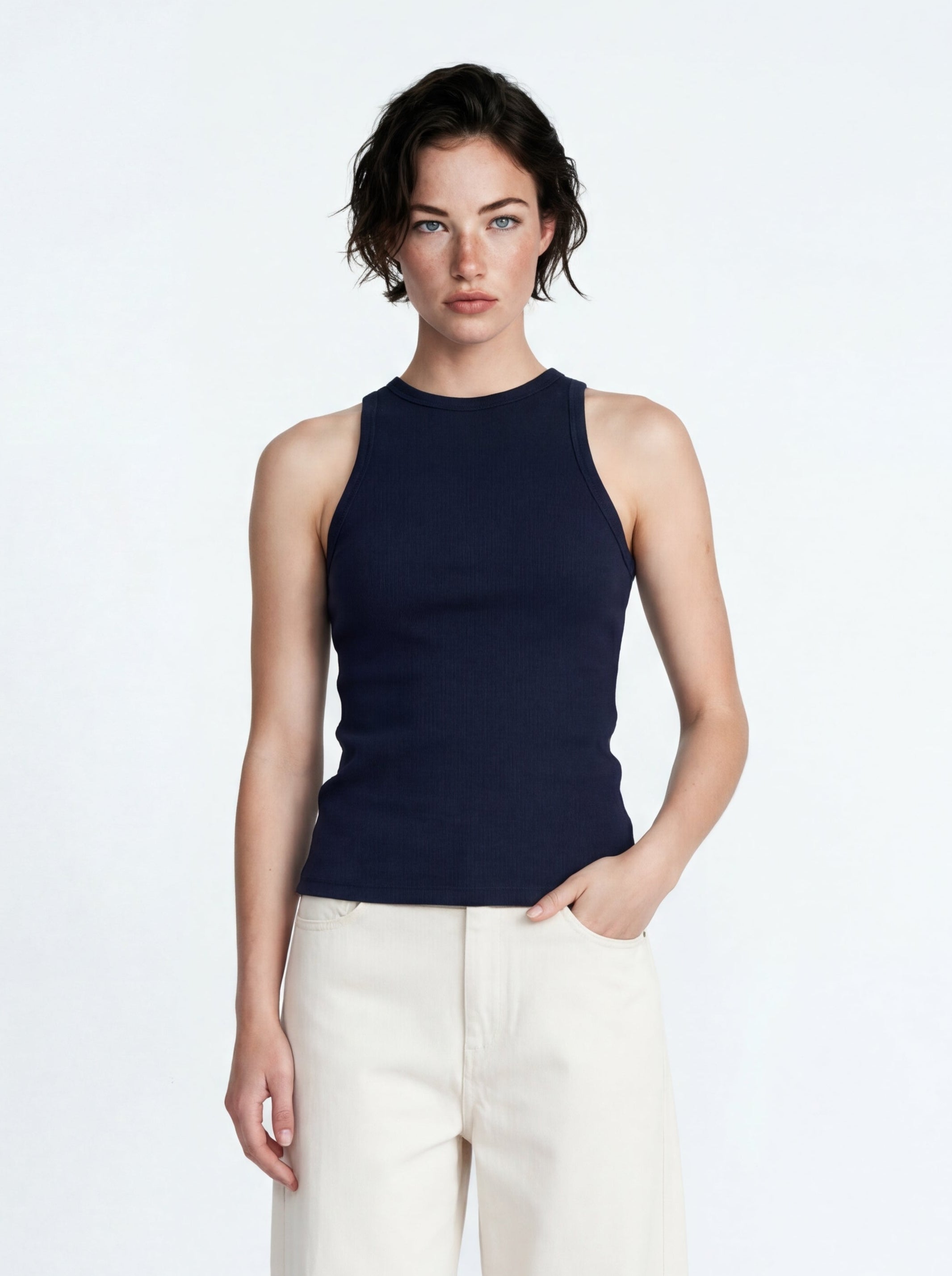 HALTER YAKA CROP TOP LACIVERT