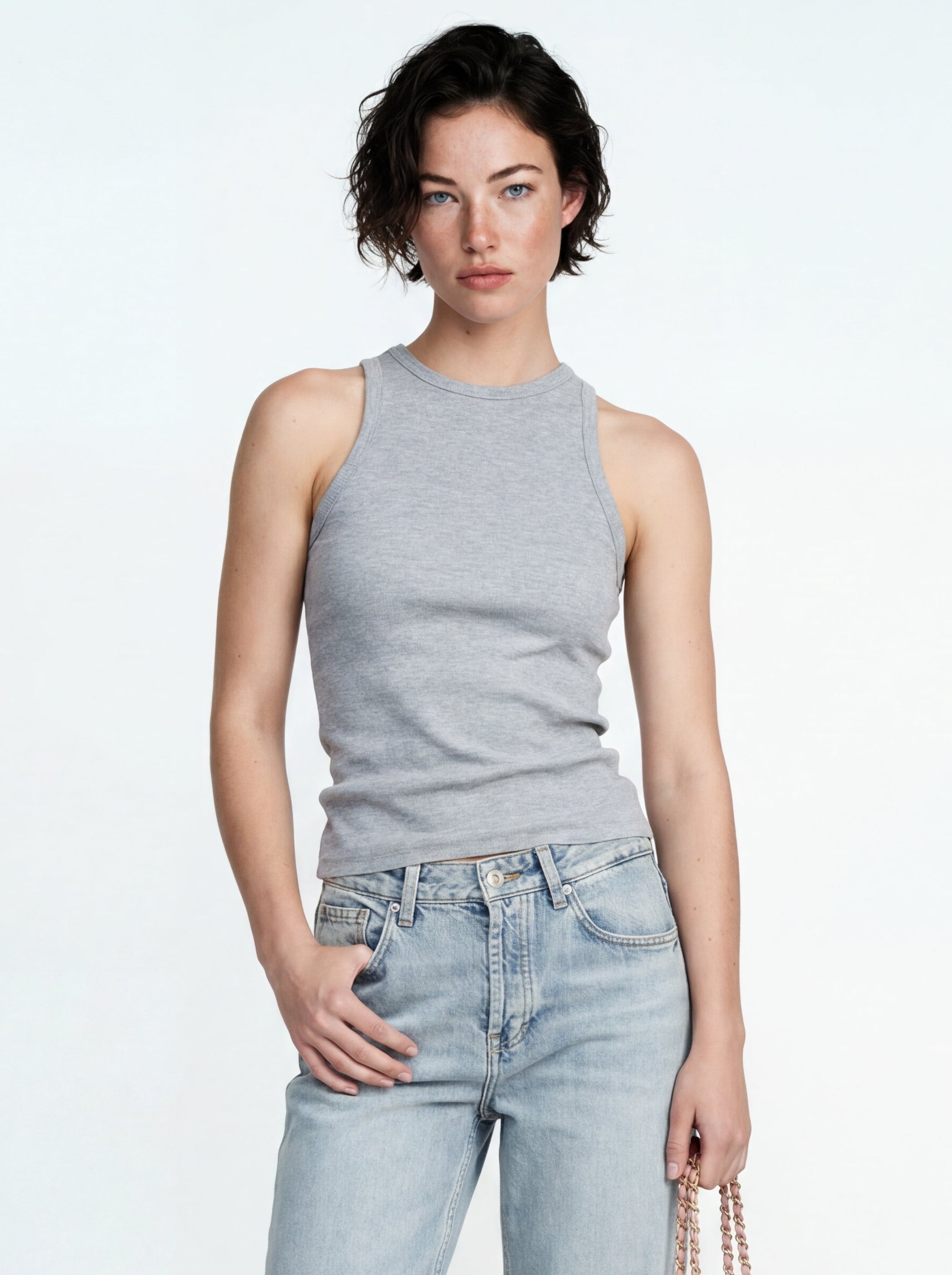HALTER YAKA CROP TOP GRI