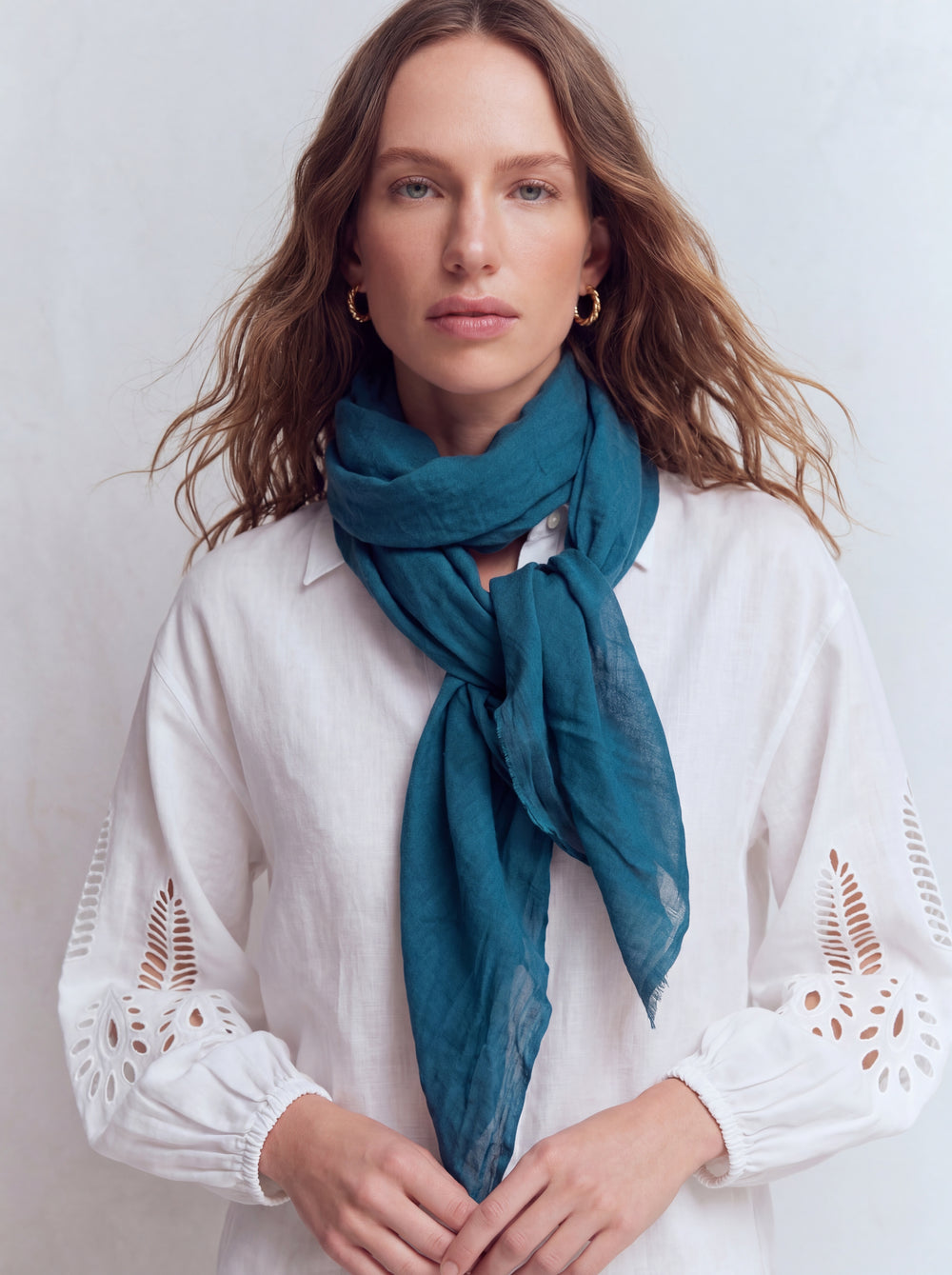 SEA BLUE ORGANIK PAMUK KARE FULAR