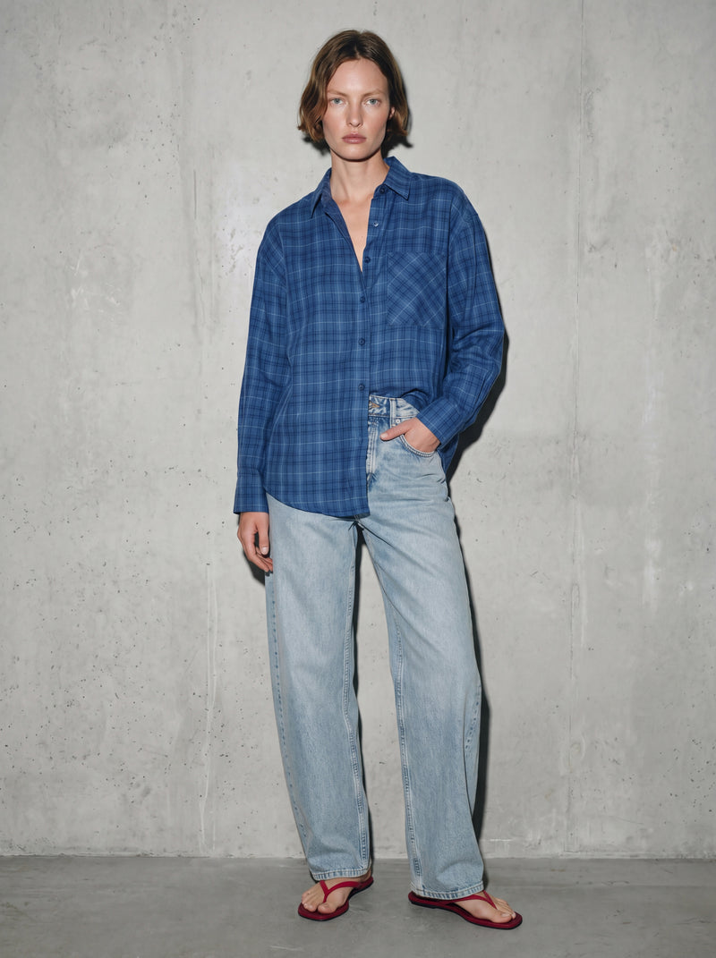 KARELI CEPLI OVERSIZE YUMUSAK GOMLEK