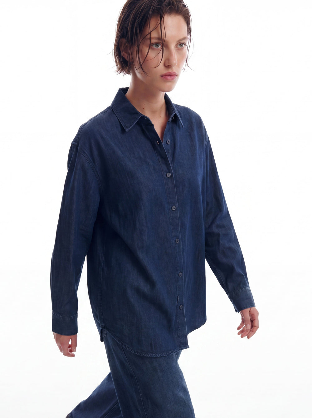 KLASIK YAKA OVERSIZE DENIM GOMLEK