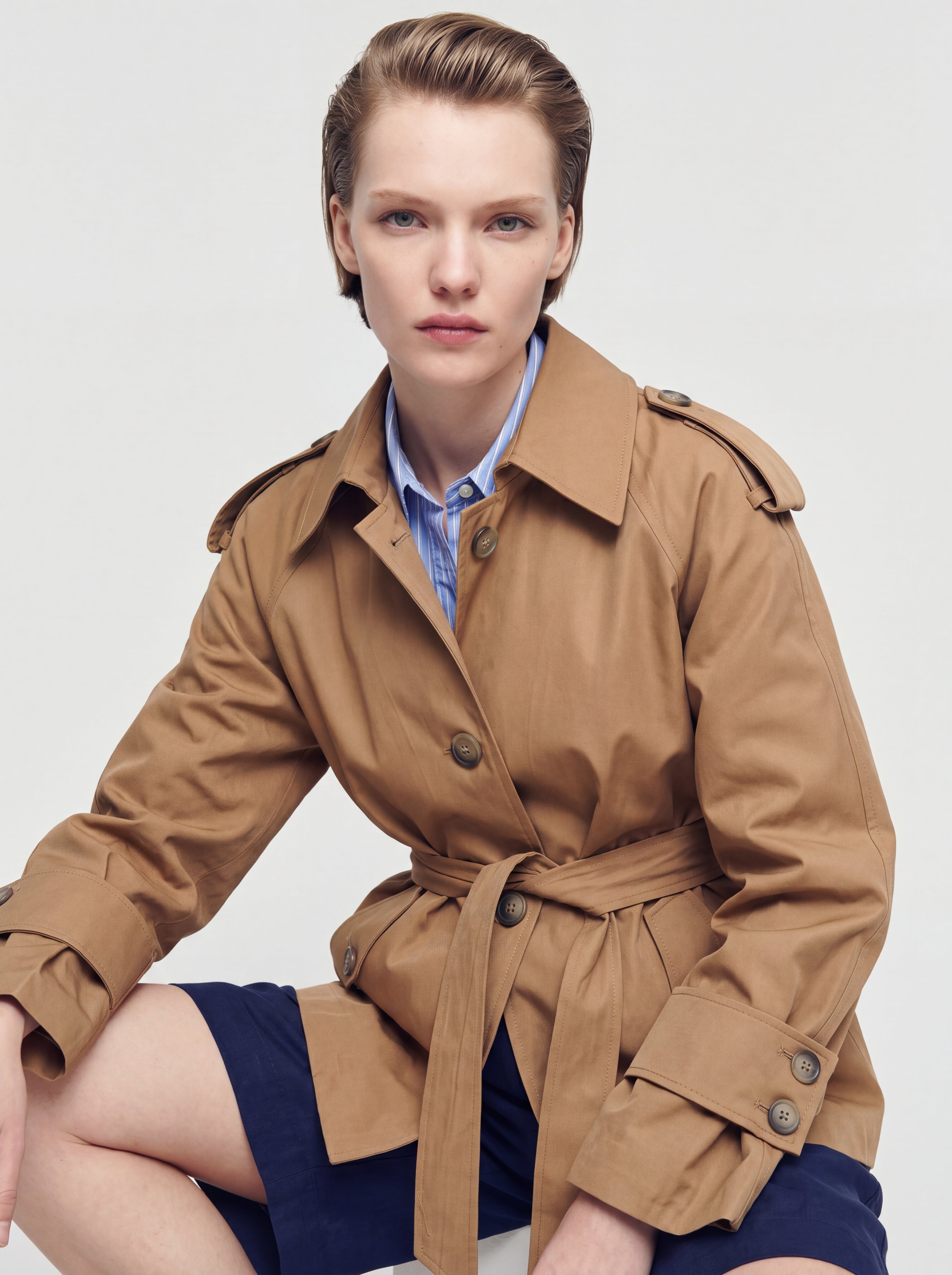 KEMERLI TRENÇKOT CAMEL