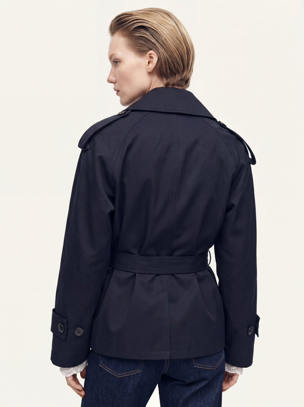 KEMERLI TRENÇKOT LACIVERT