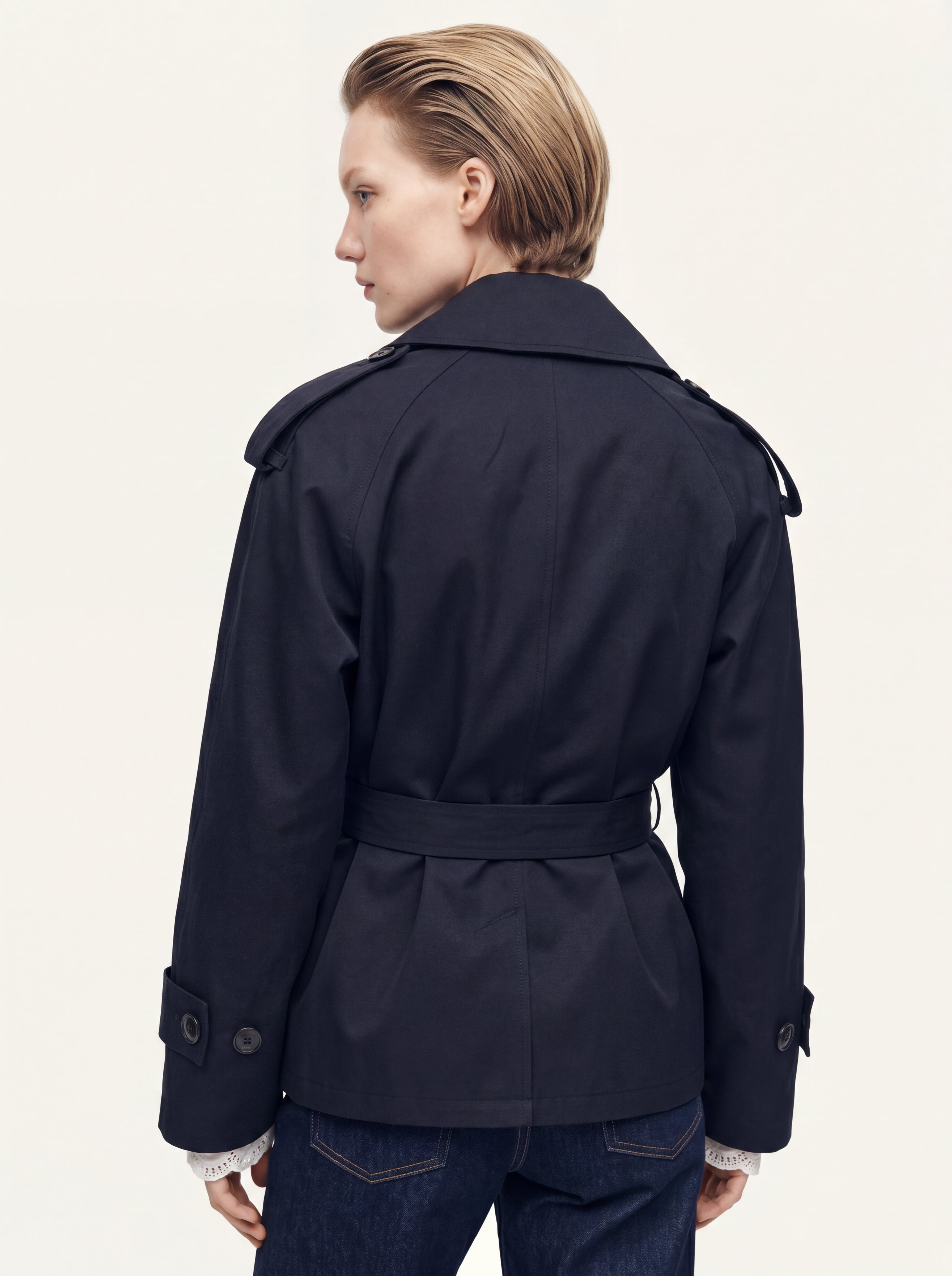 KEMERLI TRENÇKOT LACIVERT