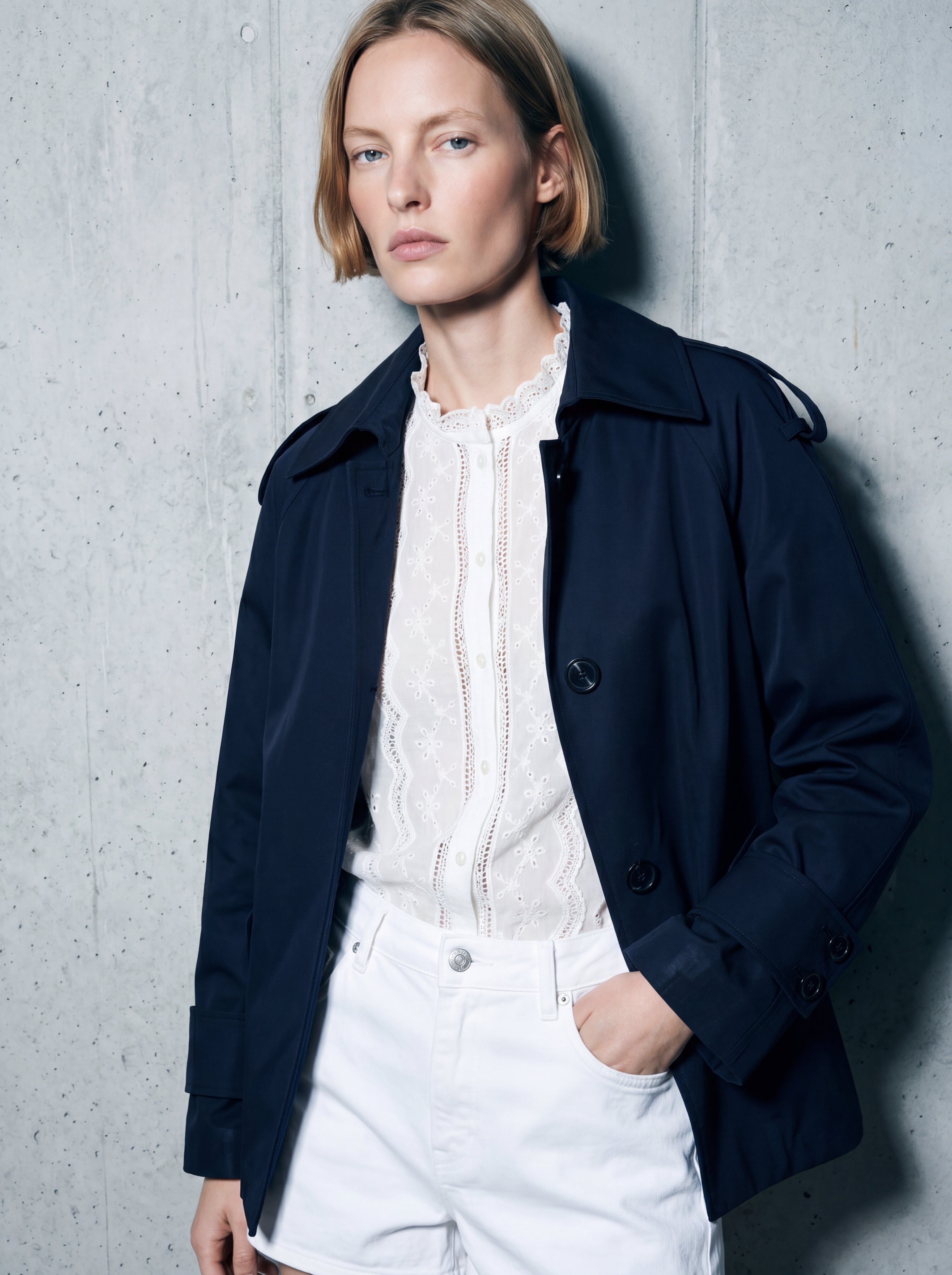 KEMERLI TRENÇKOT LACIVERT